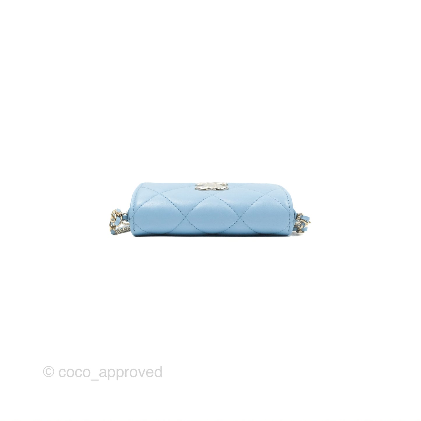 Chanel Mini Clutch With Chain Blue Lambskin Gold Hardware