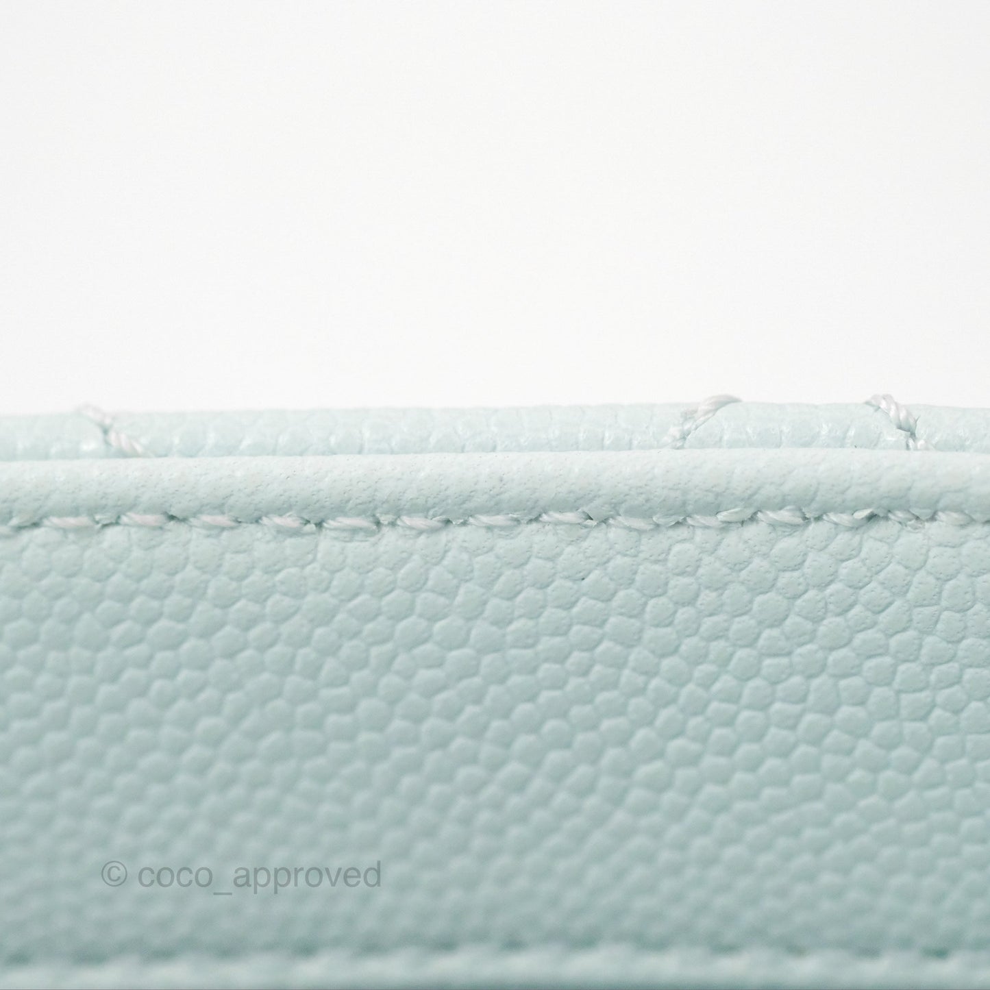 Chanel Small Coco Handle Quilted Light Baby Blue Caviar Gold Hardware