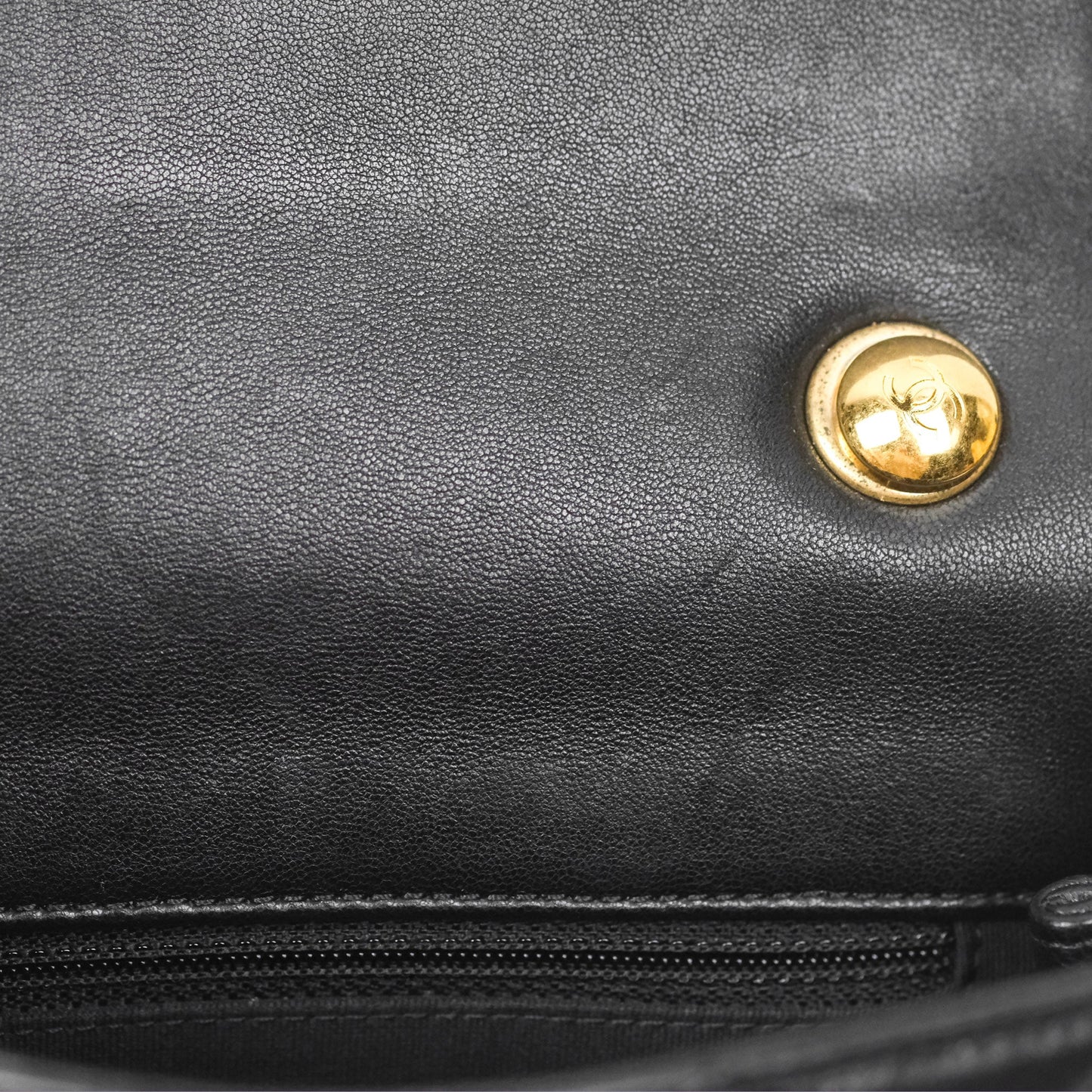 Chanel Mini Top Handle Flap Black Lambskin Aged Gold Hardware