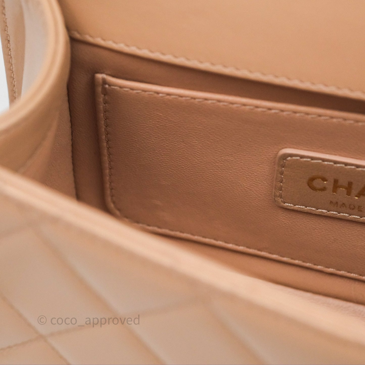 Chanel Quilted Mini Perfect Fit Adjustable Beige Calfskin Gold Hardware