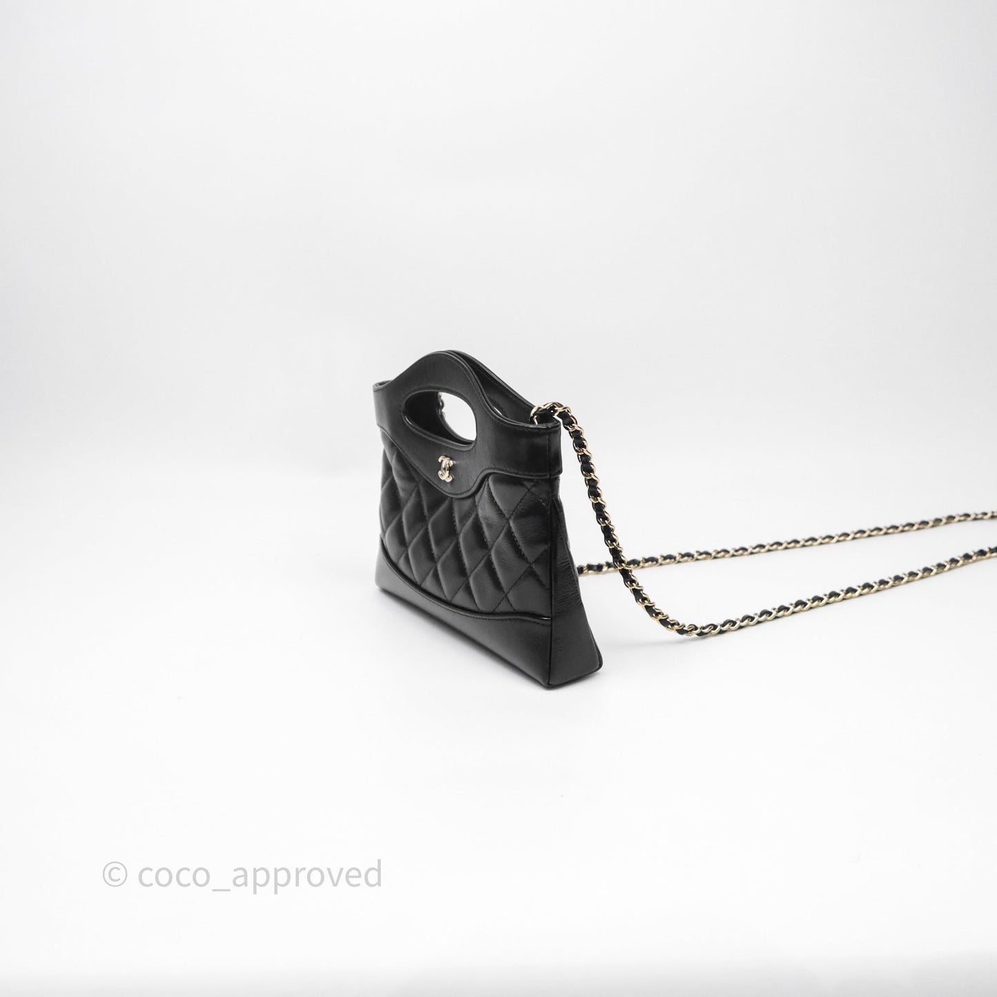 Chanel Nano 31 Black Shiny Lambskin Gold Hardware