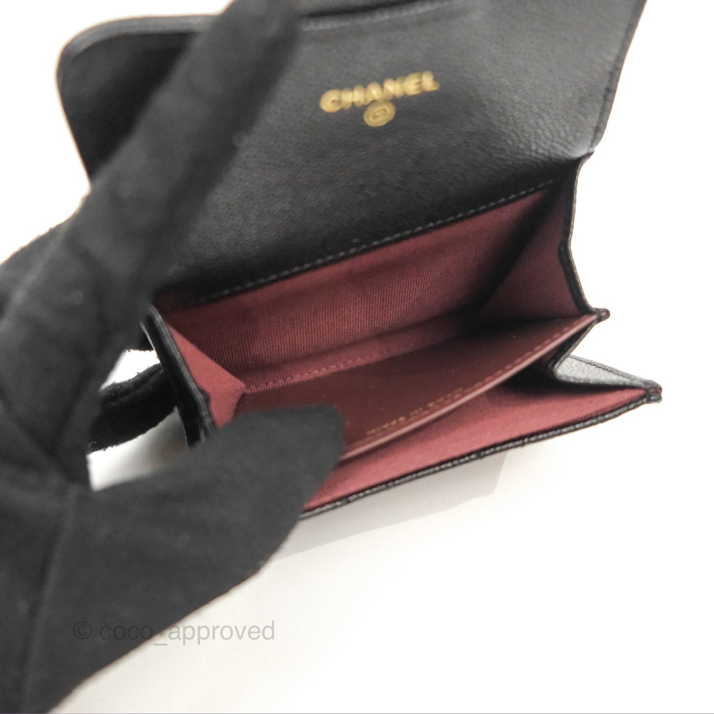 Chanel Caviar Quilted Flap Card Holder Black Gold Hardware