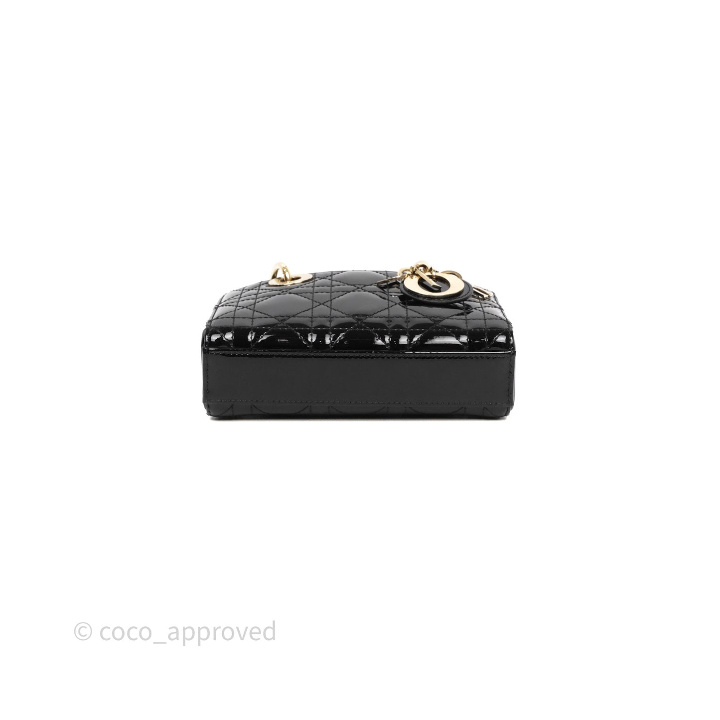 Christian Dior Micro Lady D-Joy Bag Black Patent Cannage Calfskin Gold Hardware