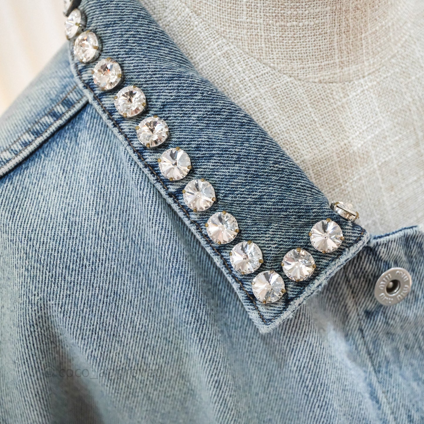Miu Miu Crystals Denim Jacket Size 36