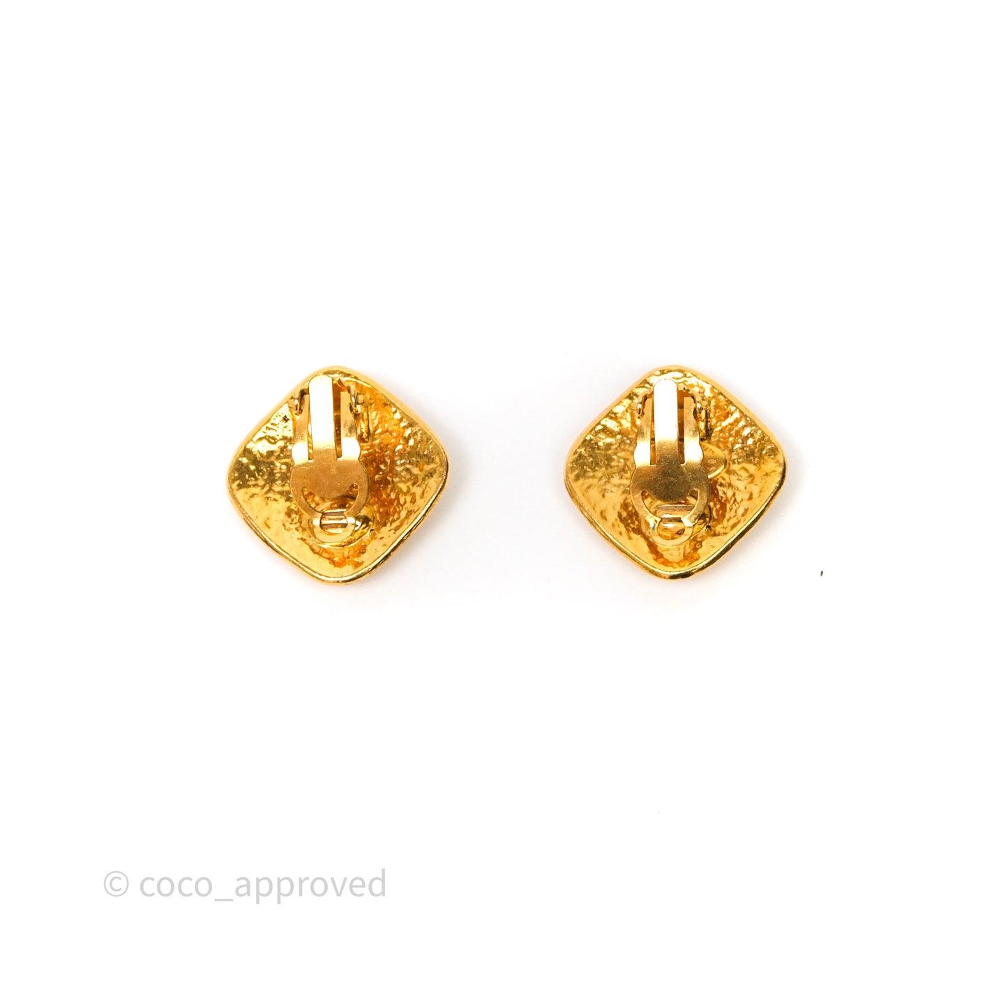 Chanel Square Ear Clip Gold Tone 94P