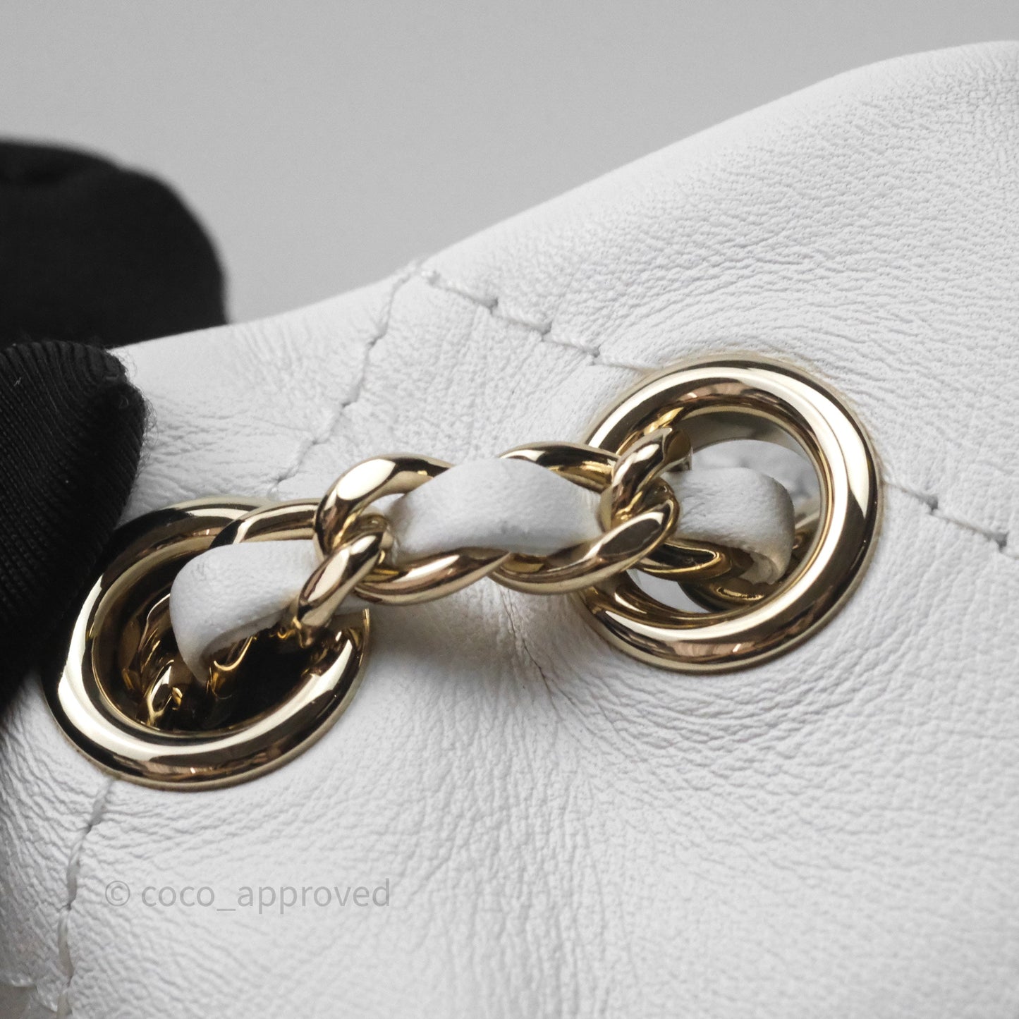 Chanel Quilted Drawstring Bucket Backpack White Calfskin Gold Hardware 24C