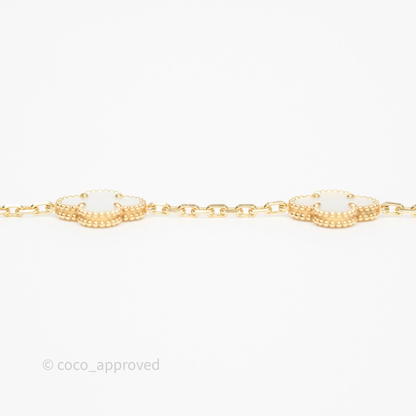 Van Cleef & Arpels Vintage Alhambra 5 Motifs Bracelet White Mother-of-pearl Yellow Gold