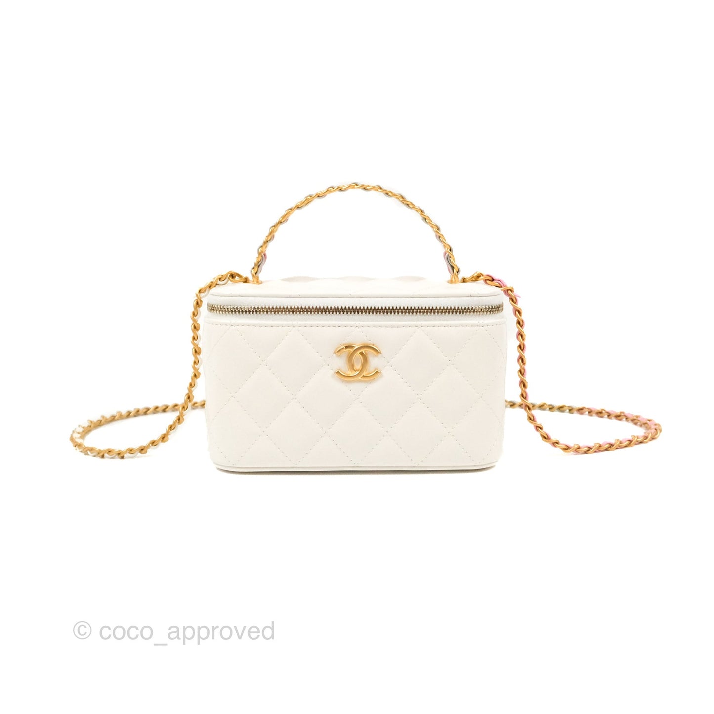 Chanel Rainbow Top Handle Vanity White Glazed Lambskin 23P