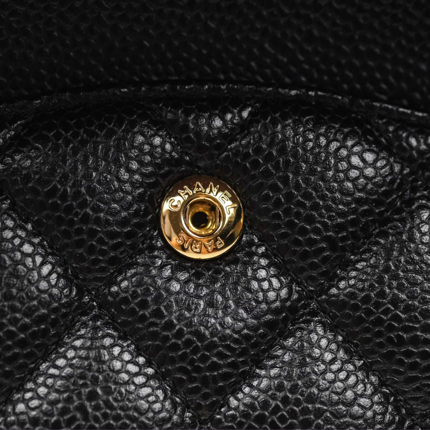 Chanel Classic M/L Medium Flap Quilted Black Caviar Gold Hardware