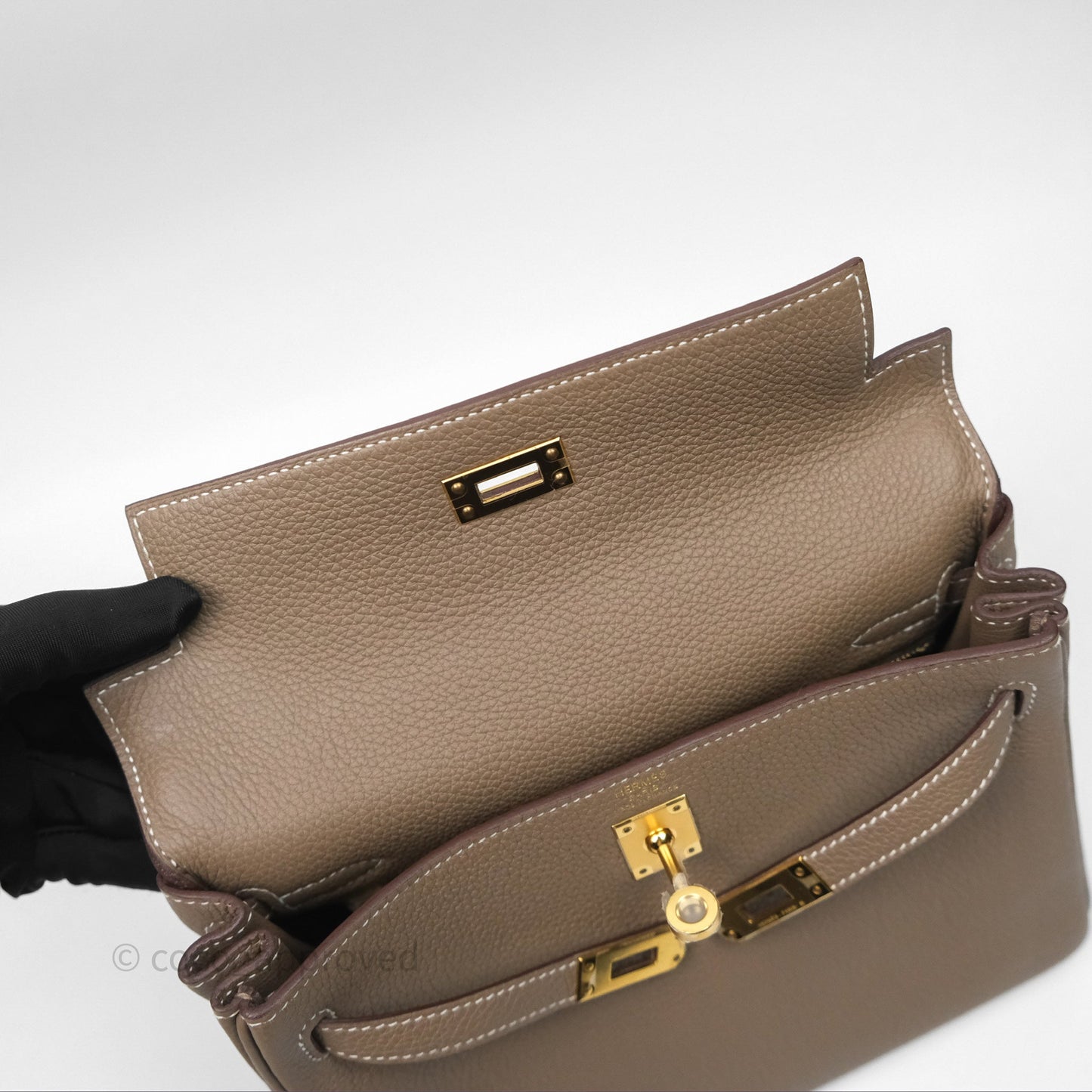 Hermès Kelly 25 Etoupe 18 Retourne Togo Gold Hardware