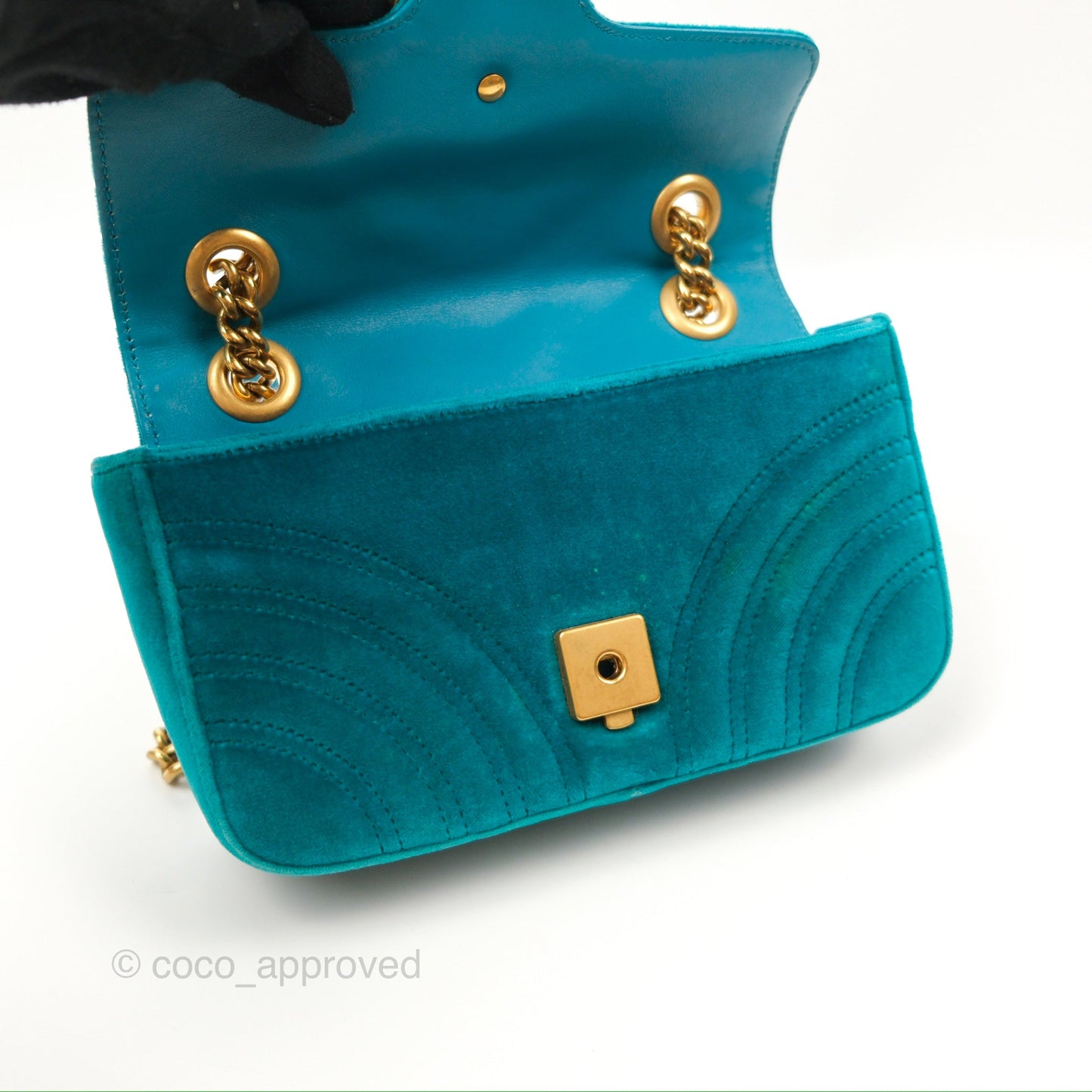 Gucci Mini Marmont Velvet Green Gold Hardware