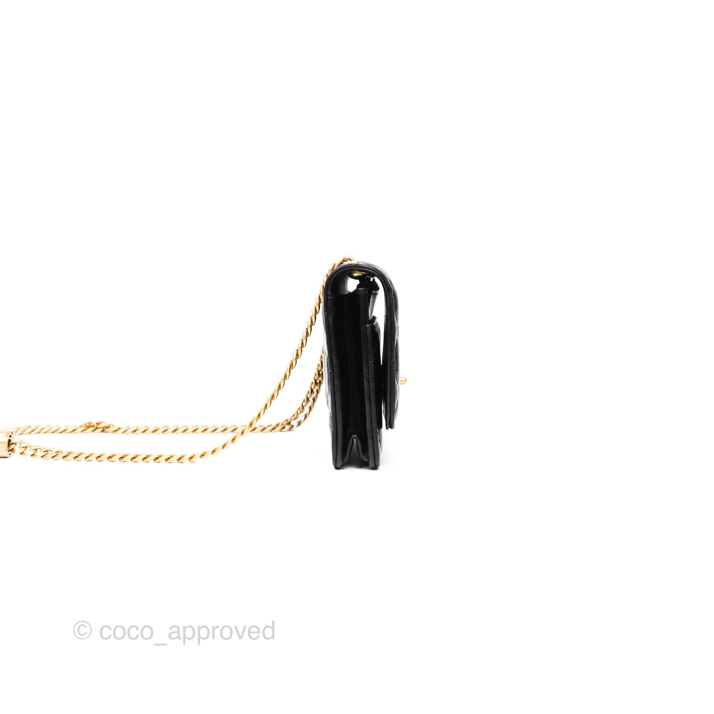 Chanel All Slide Wallet on Chain WOC Adjustable Chain Quilted Black Lambskin 22K