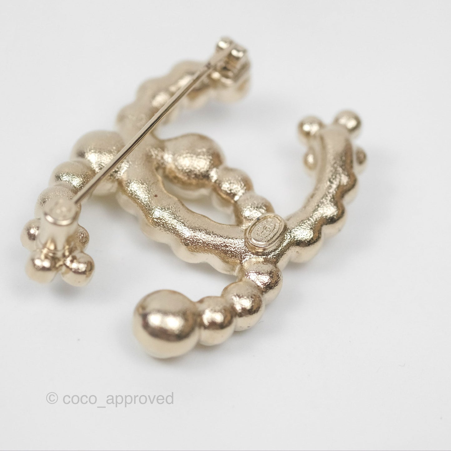 Chanel CC Resin Crystal Brooch Gold Tone 23A
