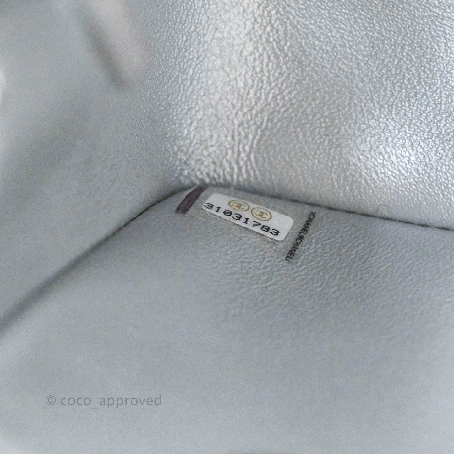 Chanel Quilted Mini Rectangular Flap Metallic Silver Lambskin Silver Hardware