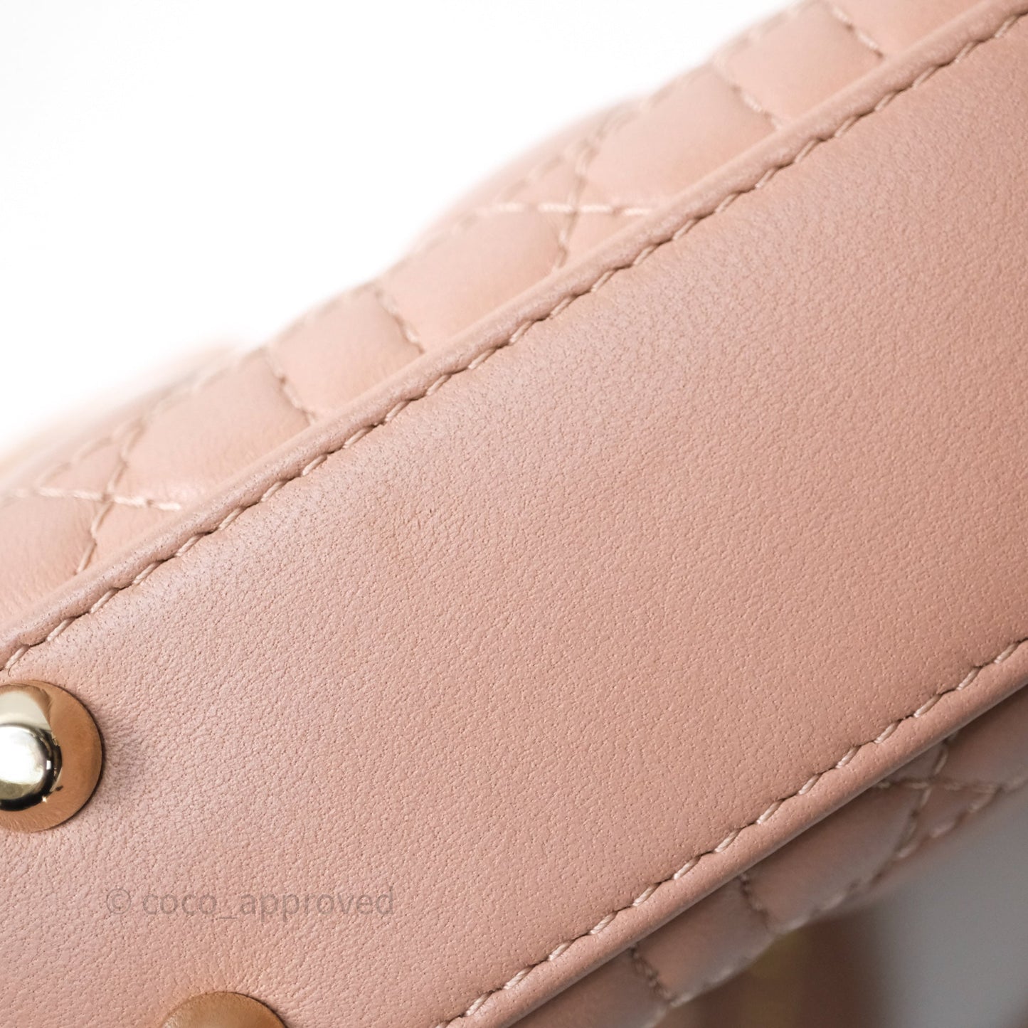 Christian Dior Micro Lady Dior Pink Beige Cannage Calfskin Gold Hardware