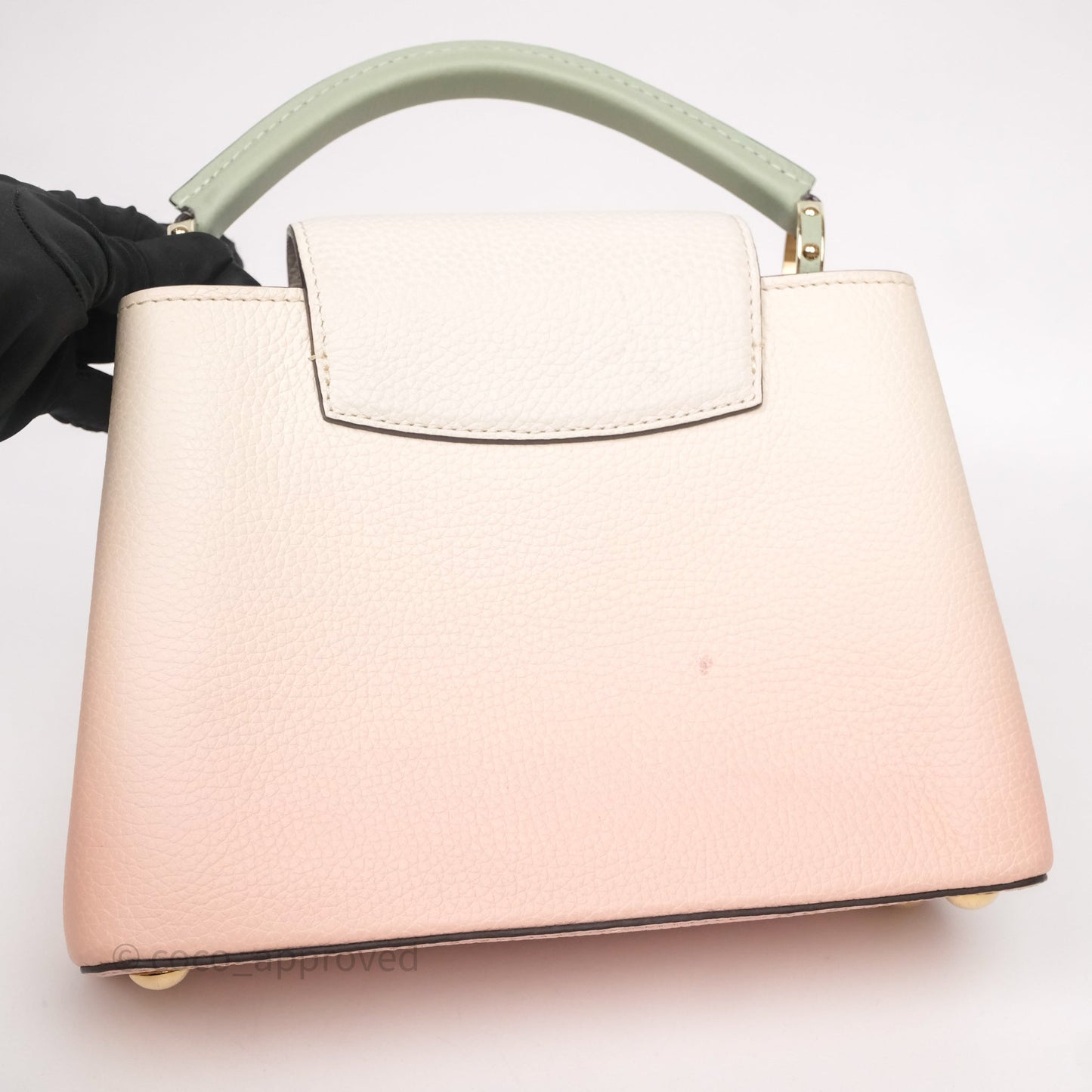 Louis Vuitton Capucines BB Creme Rose Jade Taurillon Leather Gold Hardware