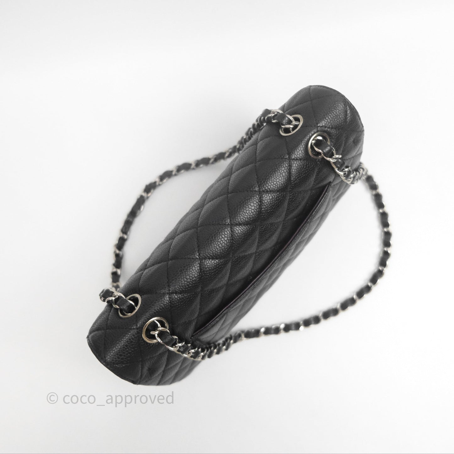 Chanel Classic M/L Medium Flap Quilted Black Caviar Silver Hardware