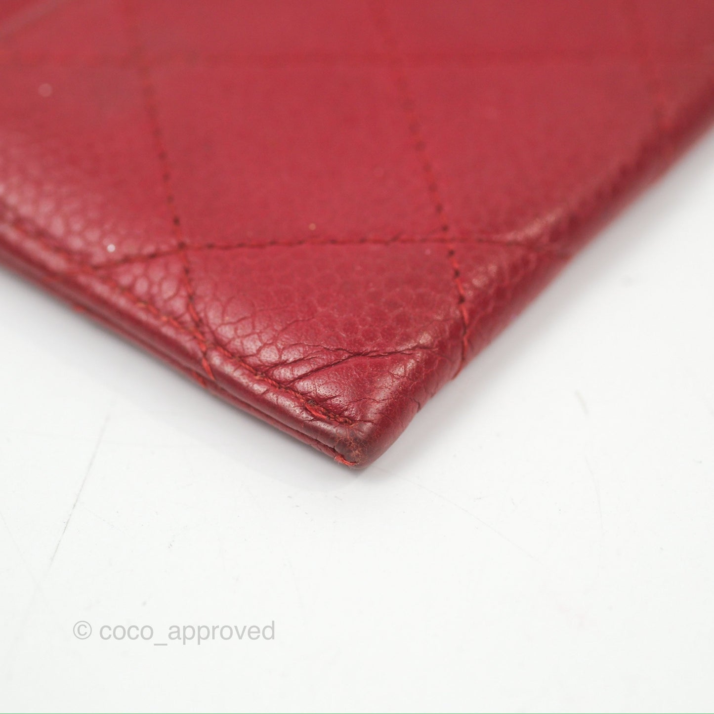 Chanel Classic Flat Card Holder Red Caviar Silver Hardware