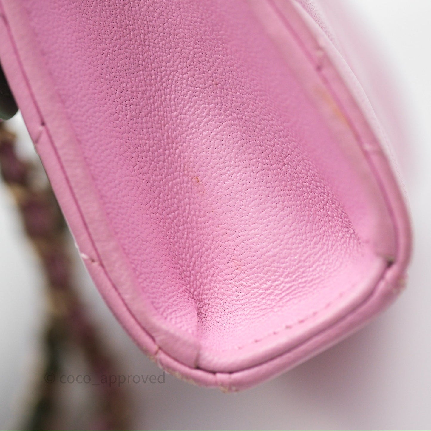 Chanel Mini Handle Clutch With Chain Pink/ Mint Lambskin Gold Hardware 23P