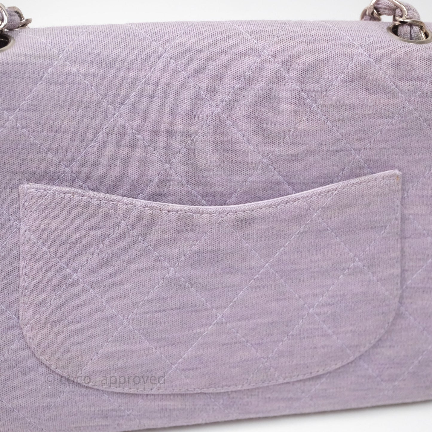 Chanel Medium Single Jersey Flap Bag Purple Silver Hardware