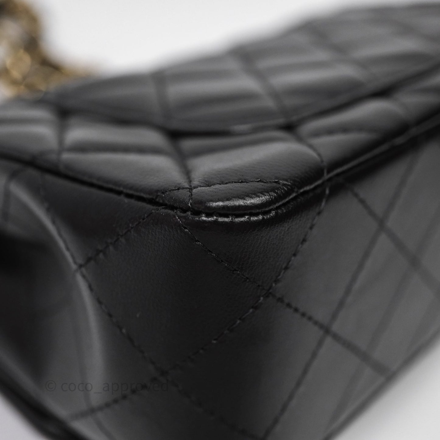 Chanel Quilted Mini Rectangular Black Lambskin Gold Hardware