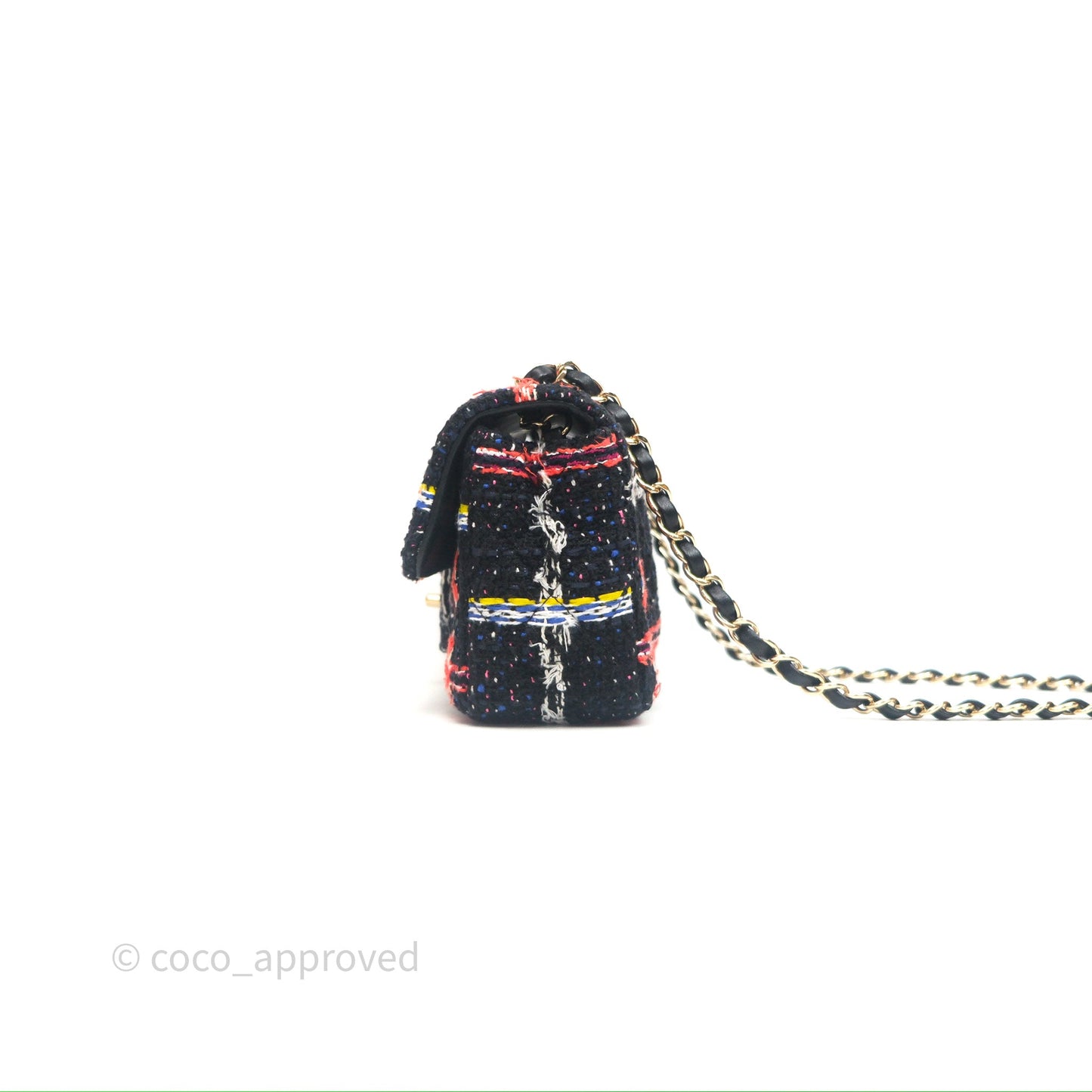 Chanel Mini Rectangular Flap Navy Tweed Gold Hardware