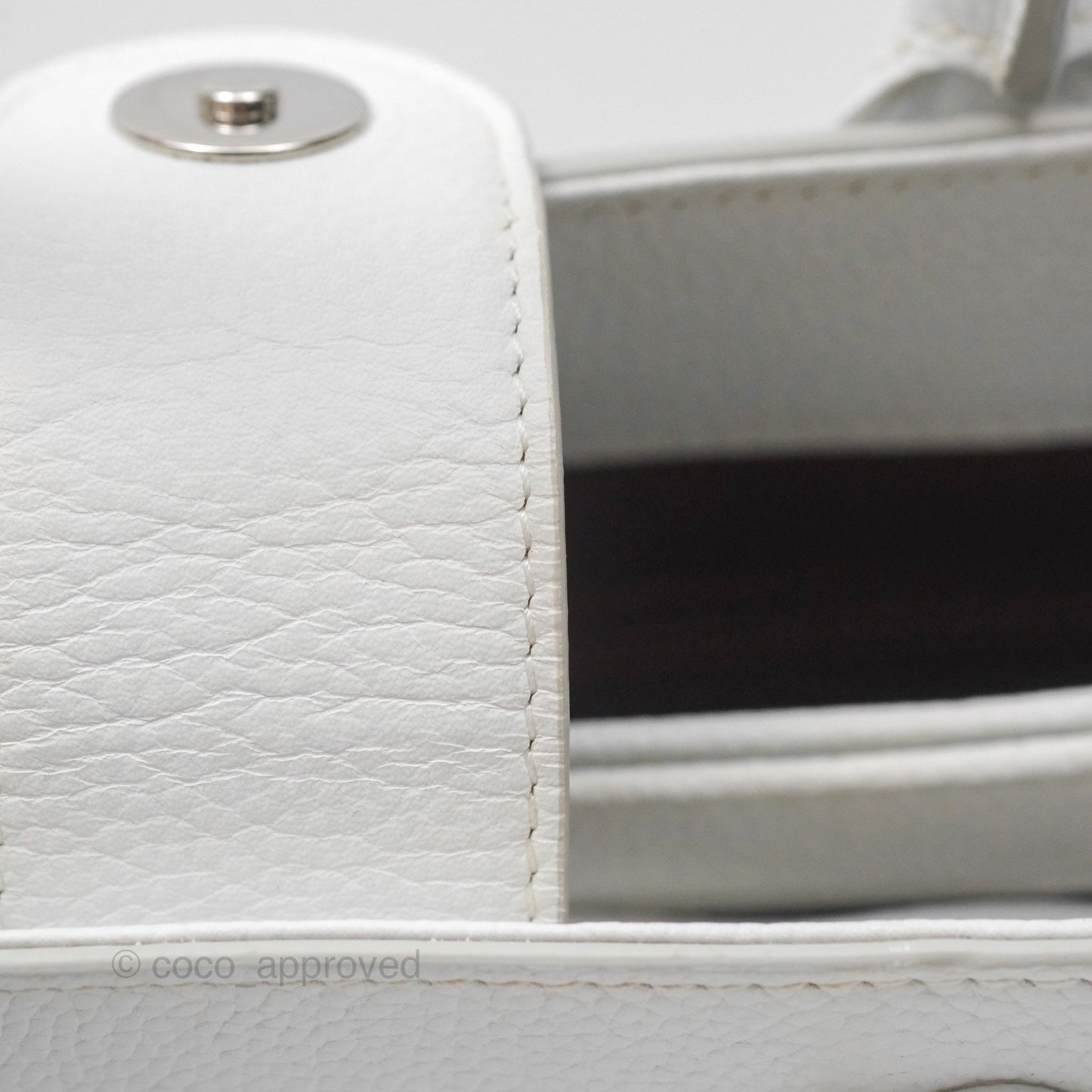 Chanel Mini Neo Executive Shopper Tote White Grained Calfskin Silver Hardware