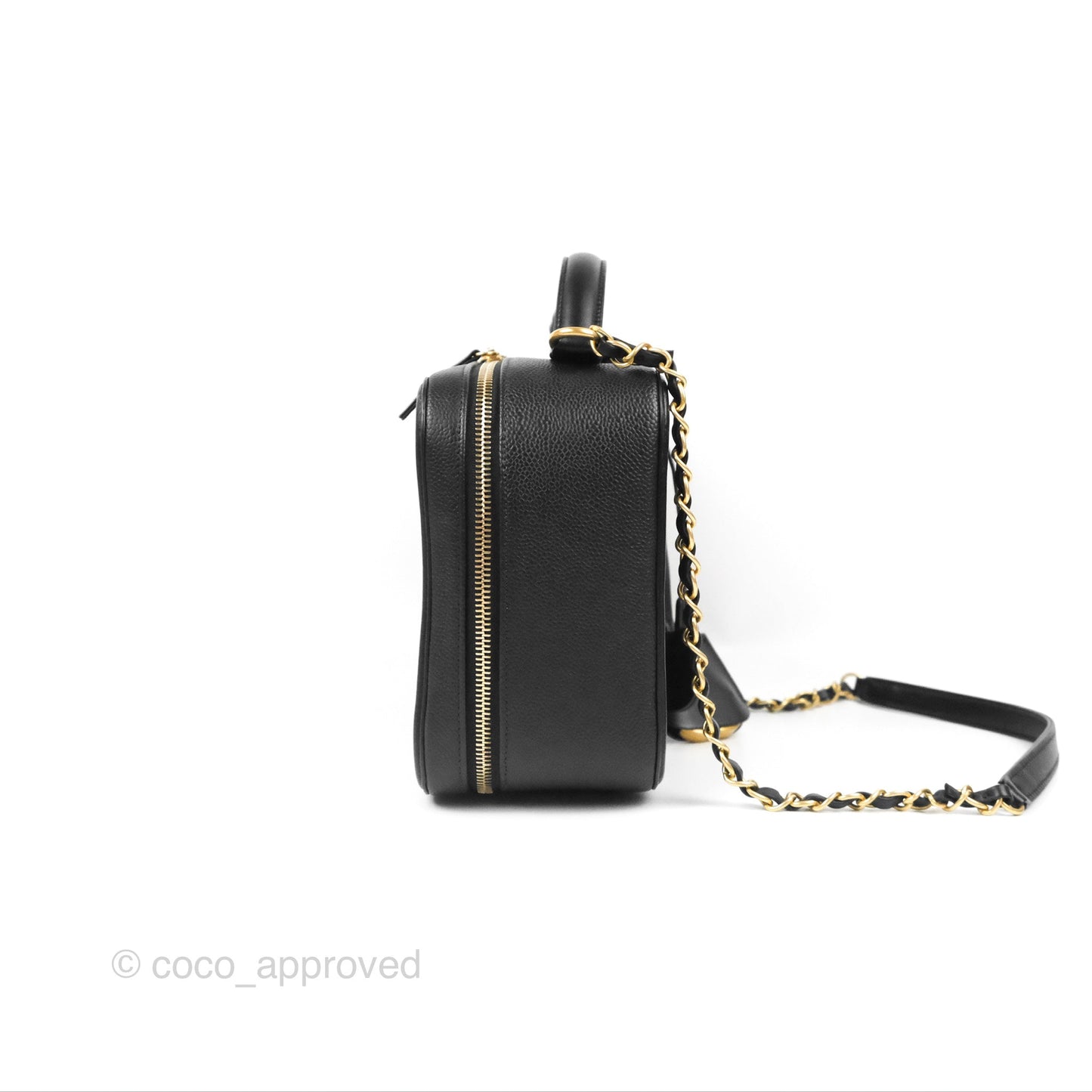 Chanel Quilted Large CC Filigree Vanity Case Black Caviar Gold Hardware