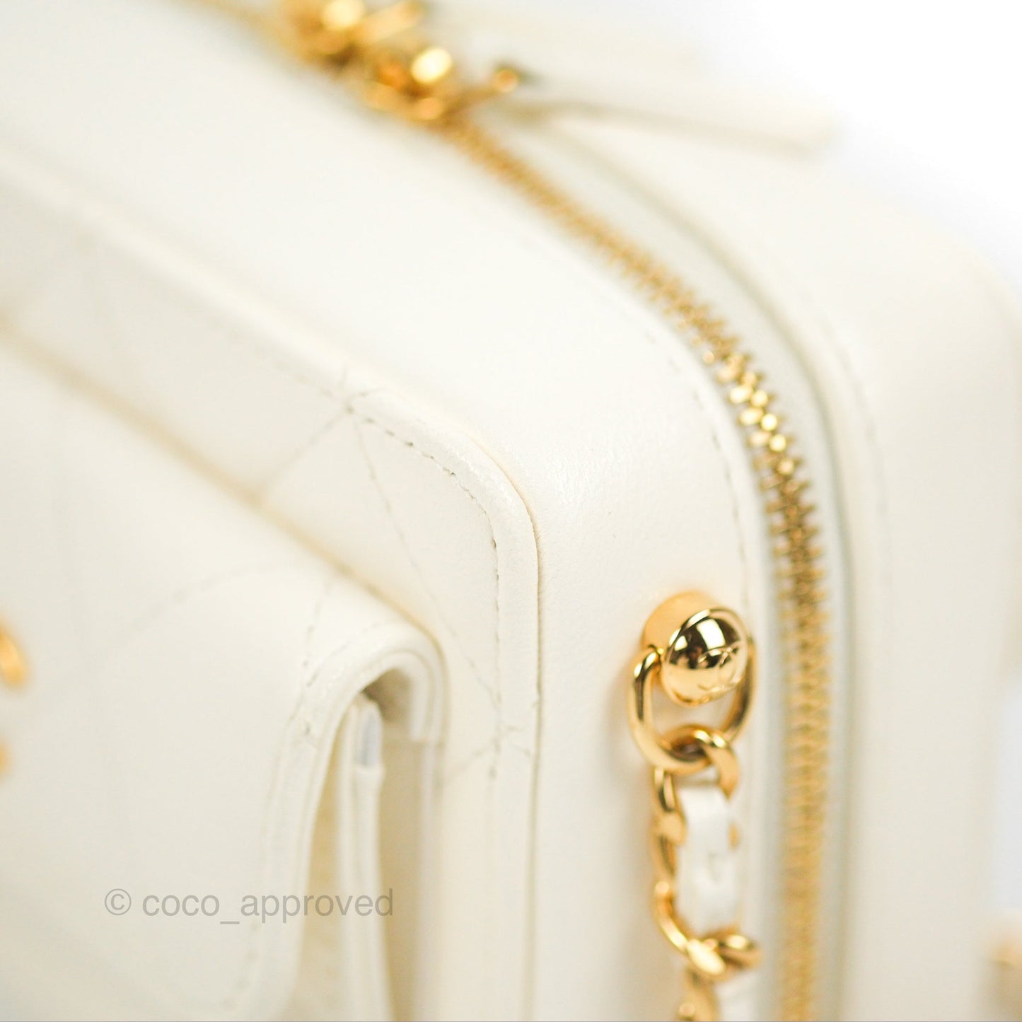 Chanel Mini Vanity Case with Chain White Lambskin Gold Hardware
