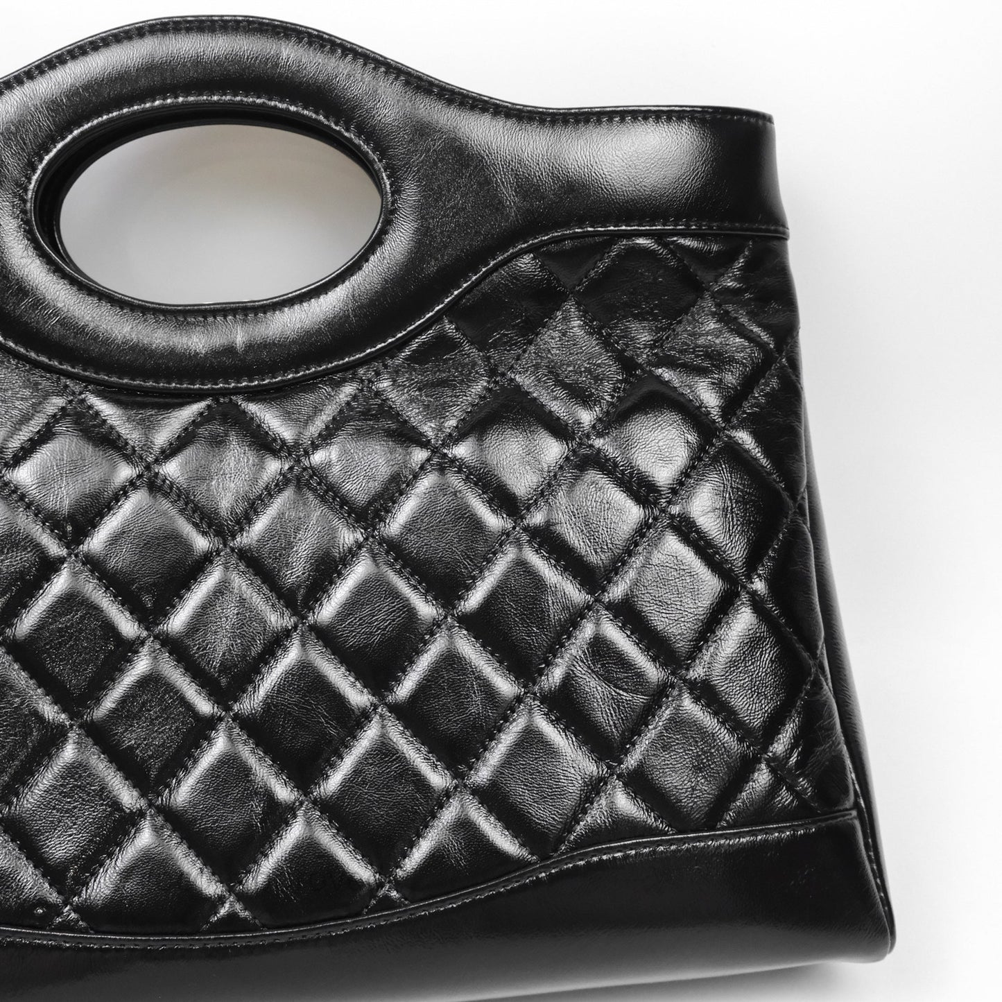 Chanel 31 Medium Hobo Black Shiny Crumpled Lambskin Gold Hardware 24S