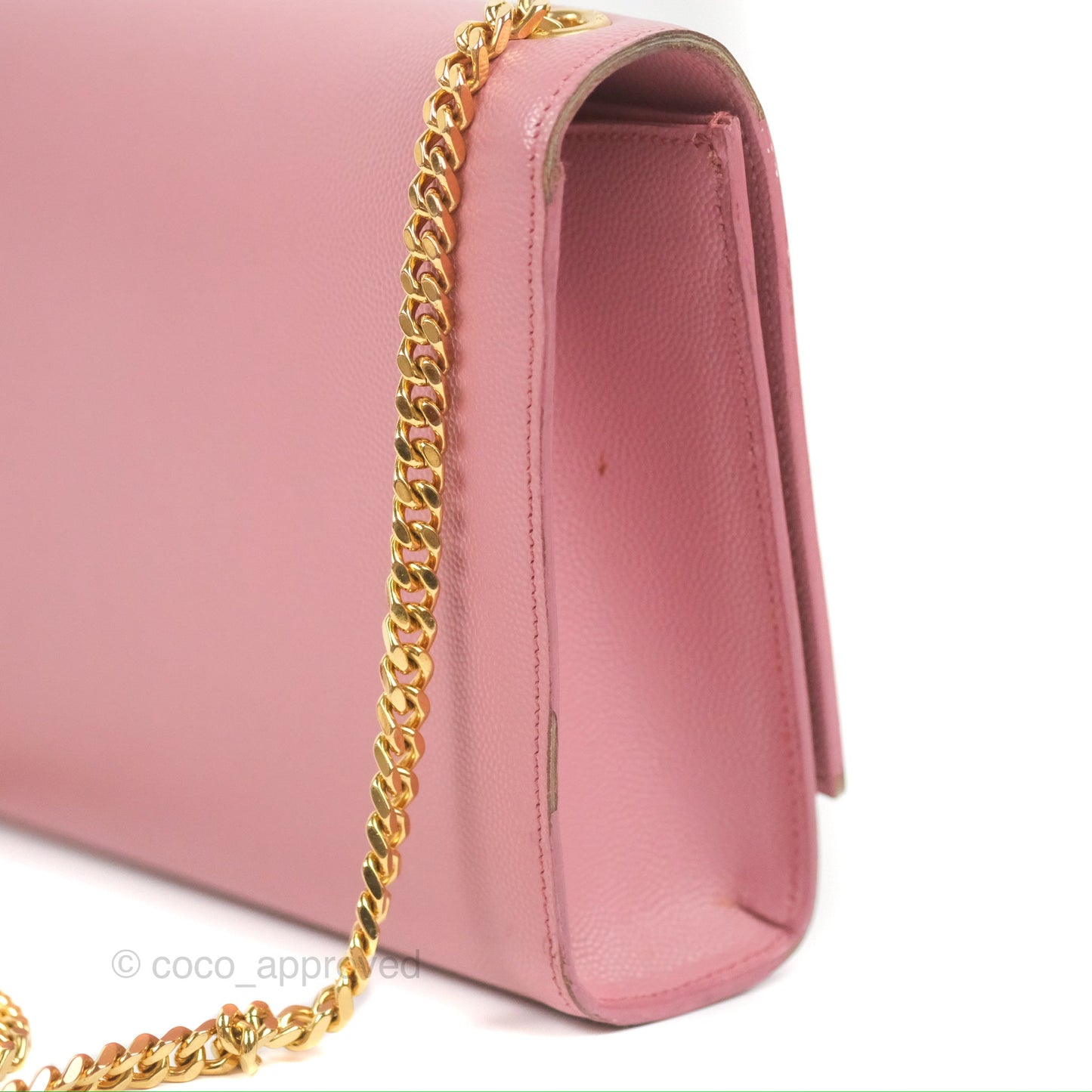 Saint Laurent Medium Classic Monogram Kate Pink Grained Calfskin