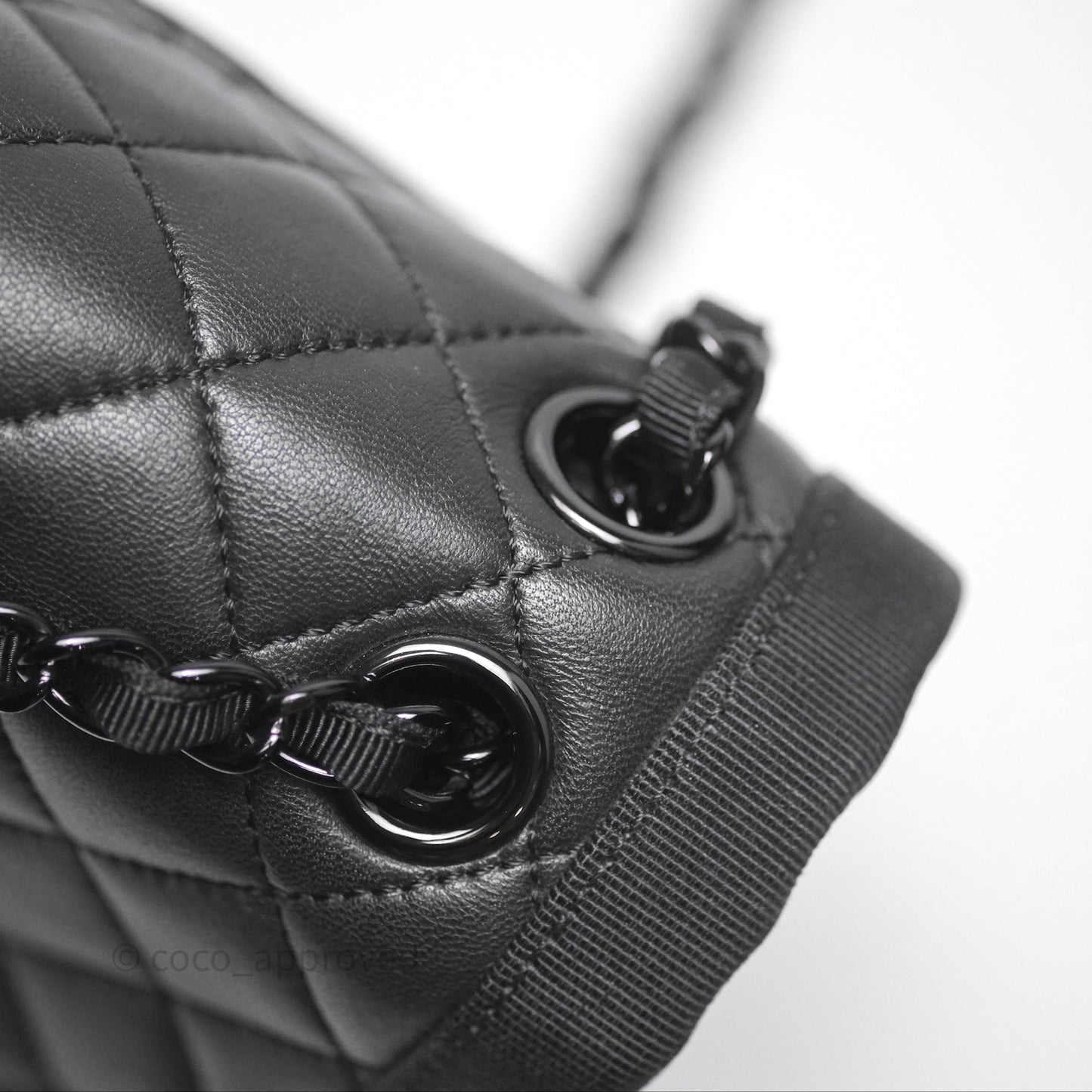 Chanel Quilted Accordion Flap Bag So Black Two Tone Lambskin Fabric