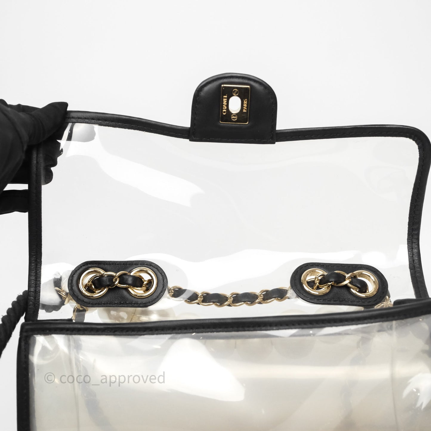 Chanel Medium Sand By The Sea PVC Flap Black Lambskin Gold Hardware