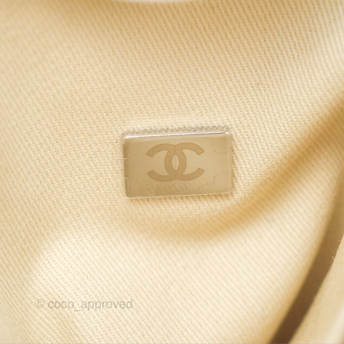 Chanel Medium Deauville Tote Ivory Cotton Silver Hardware