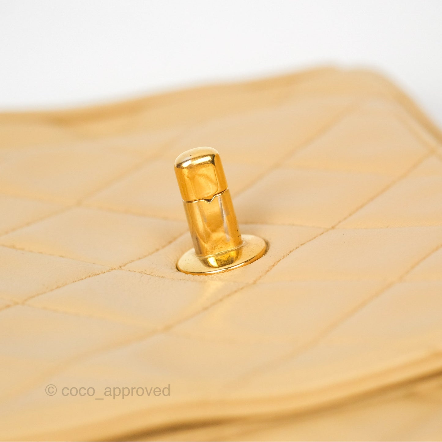 Chanel Vintage Round Flap Bag Quilted Beige Lambskin Gold Hardware