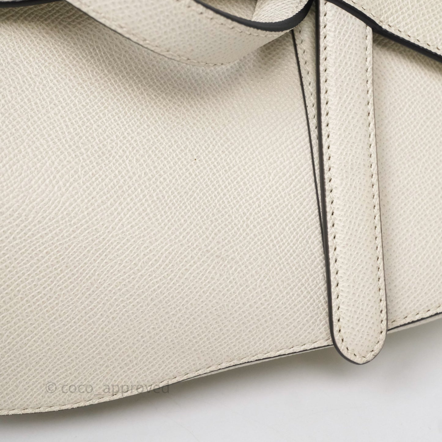 Christian Dior Saddle Bag White Grained Calfskin Gold Hardware