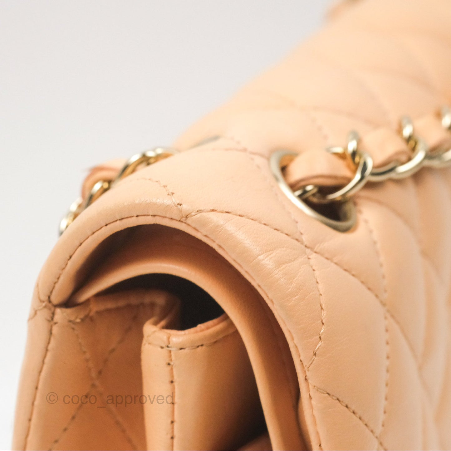 Chanel Classic M/L Medium Flap Quilted Beige Pink Lambskin Gold Hardware