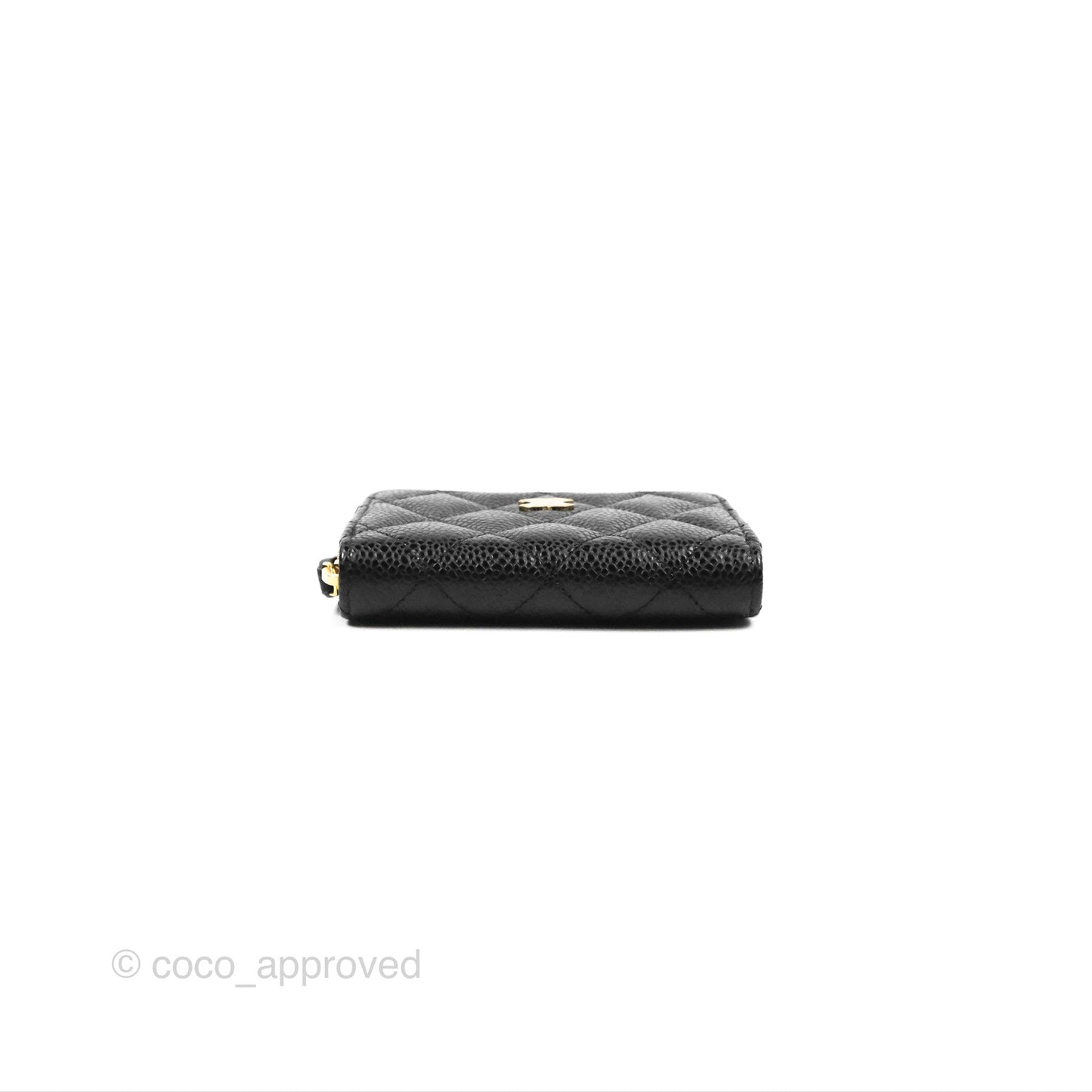 Chanel Classic Zipped Coin Purse Black Caviar Gold Hardware
