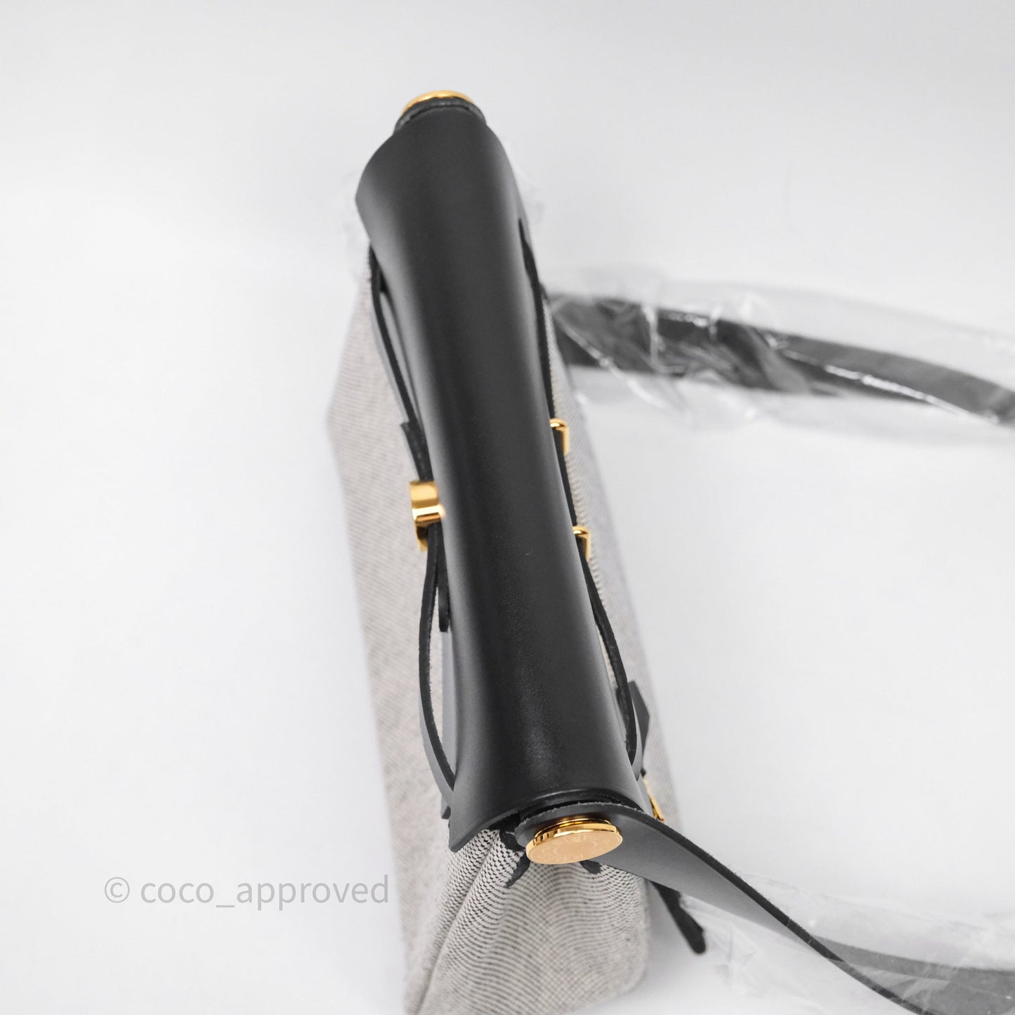 Hermès Herbag Zip 20 Mini Ecru-Noir Canvas Gold Hardware