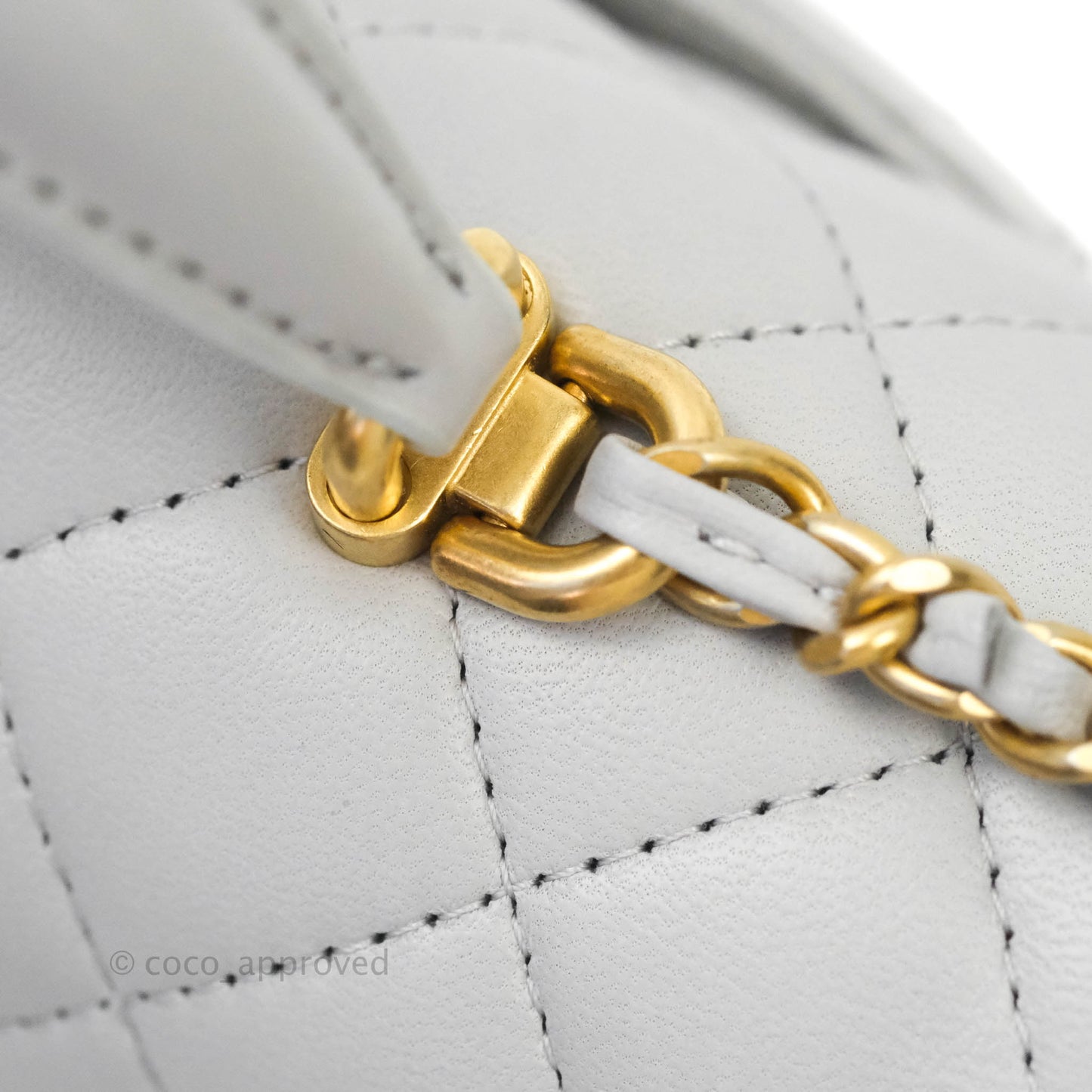 Chanel Top Handle Mini Rectangular Flap Bag Grey Lambskin Aged Gold Hardware