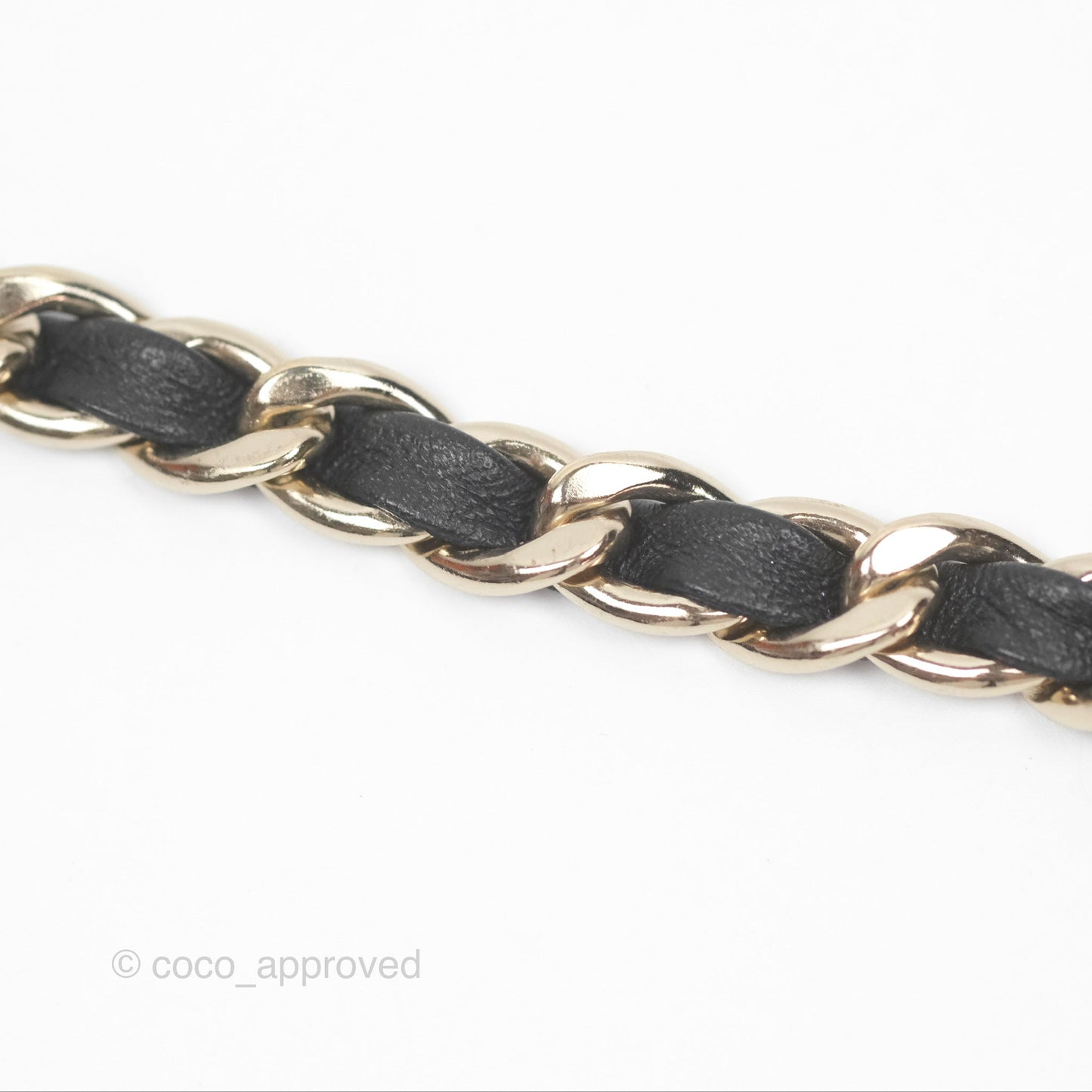 Chanel Black Leather CC Headband Gold Tone 22P