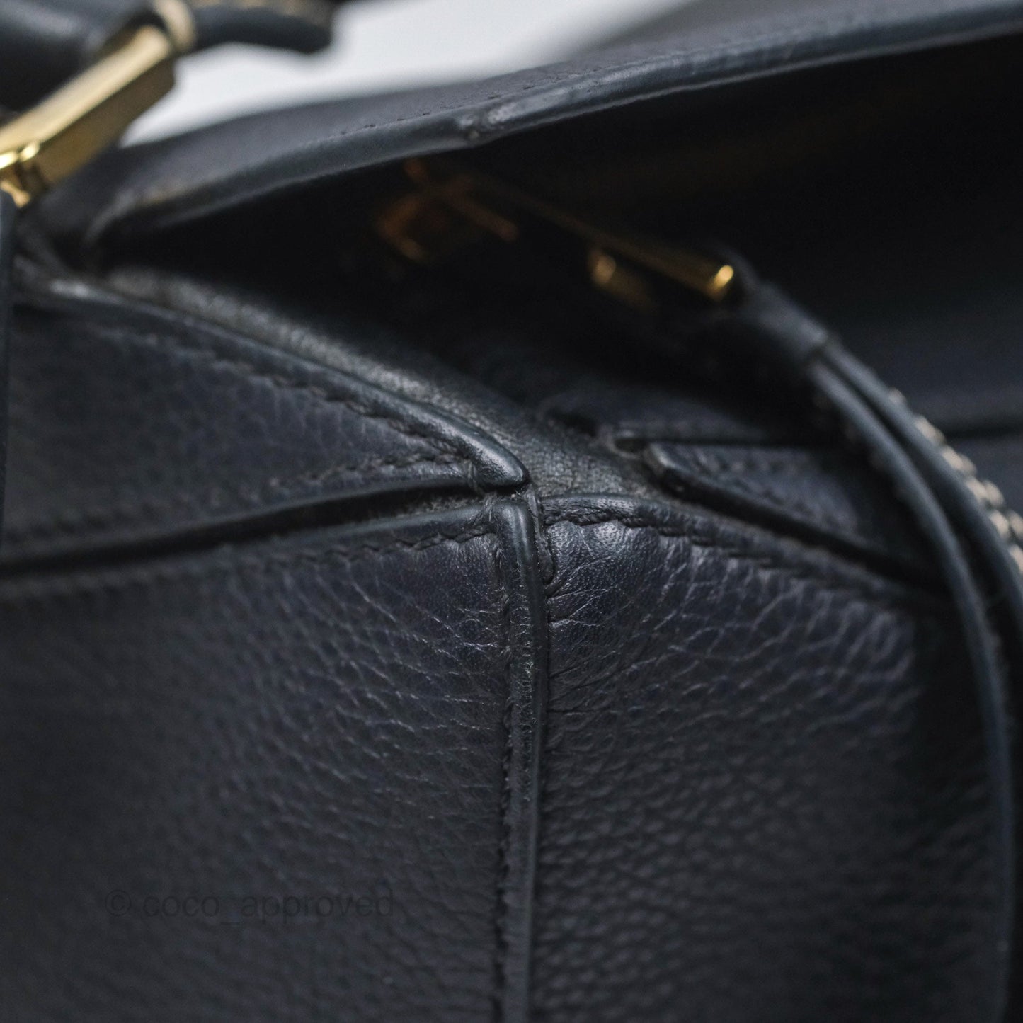 Loewe Medium Puzzle Bag Navy Calfskin Gold Hardware