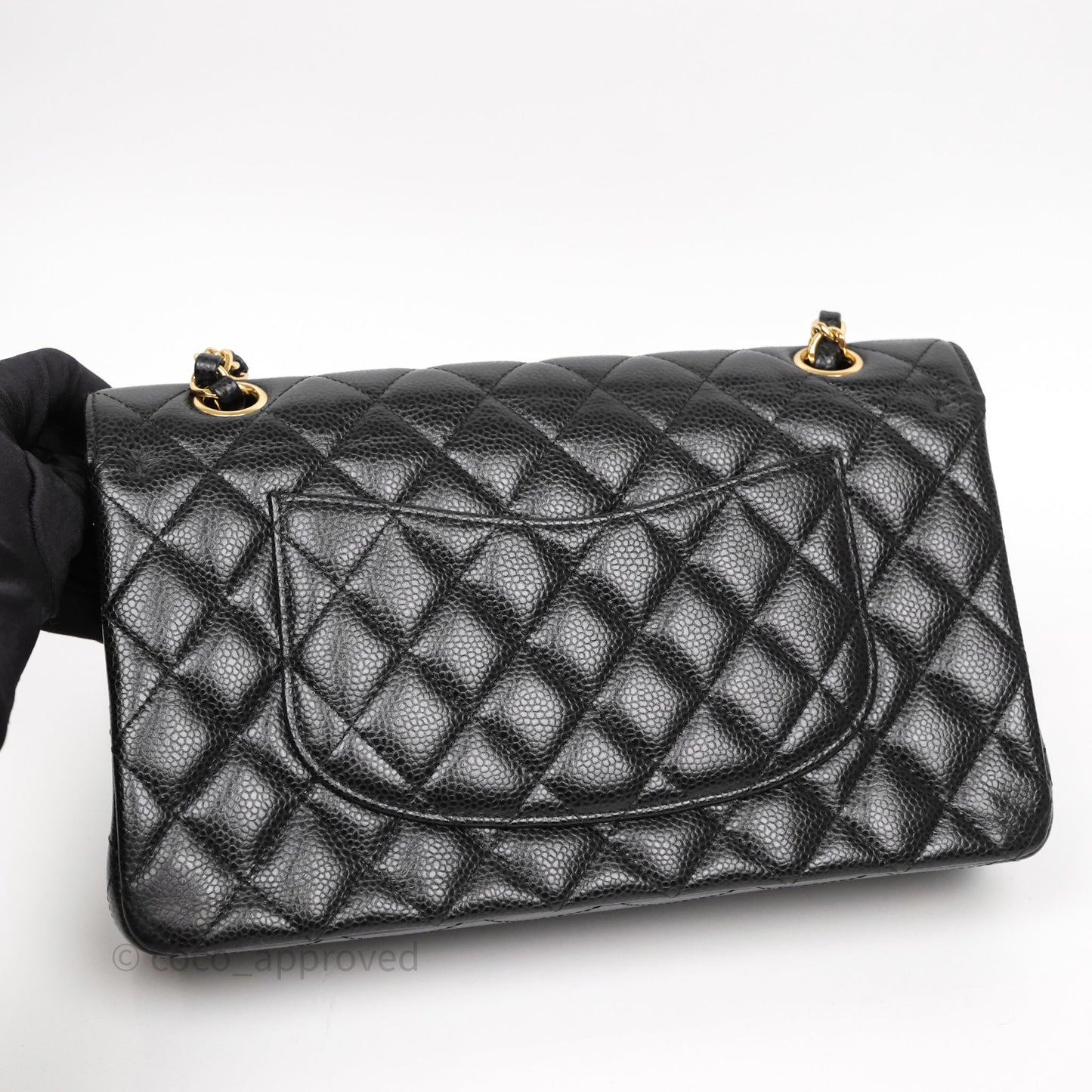 Chanel Classic M/L Medium Flap Quilted Black Caviar Gold Hardware