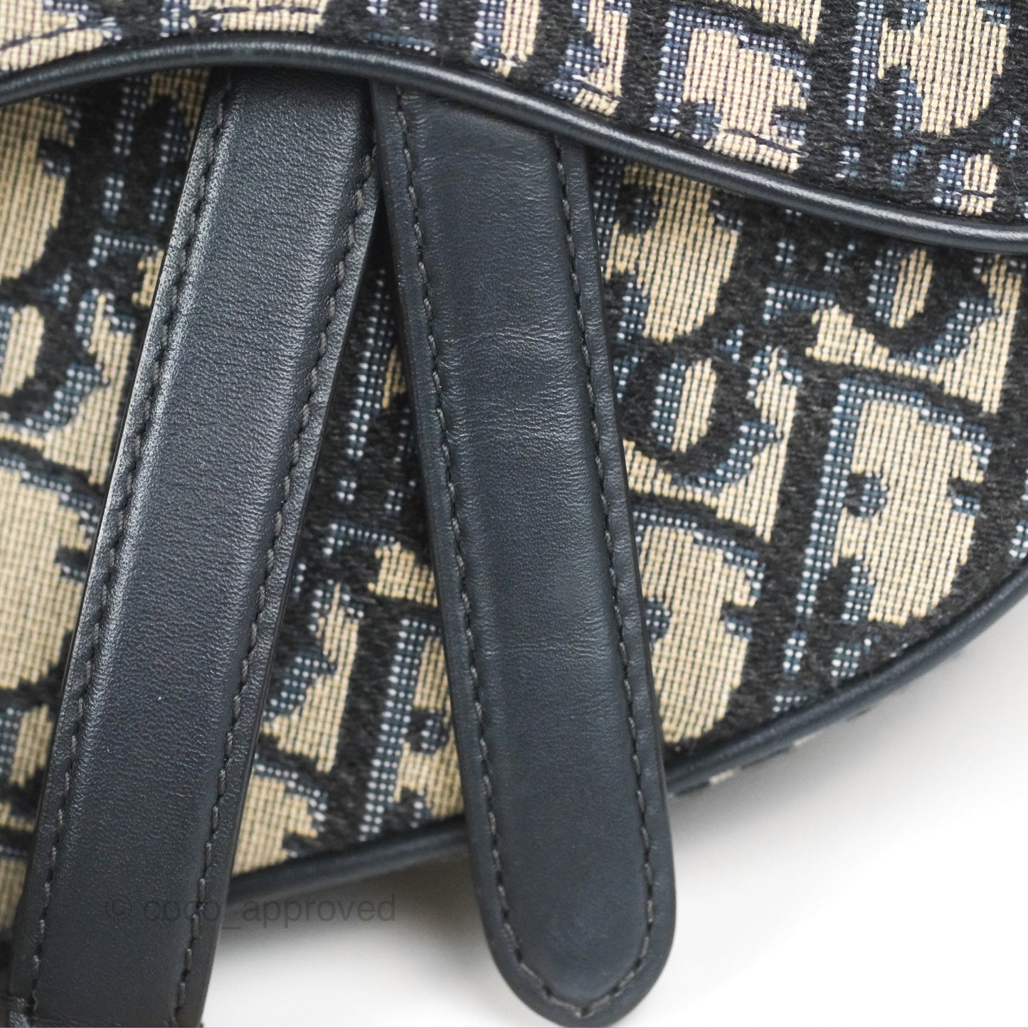 Christian Dior Mini Saddle Bag Blue Oblique Jacquard Gold Hardware