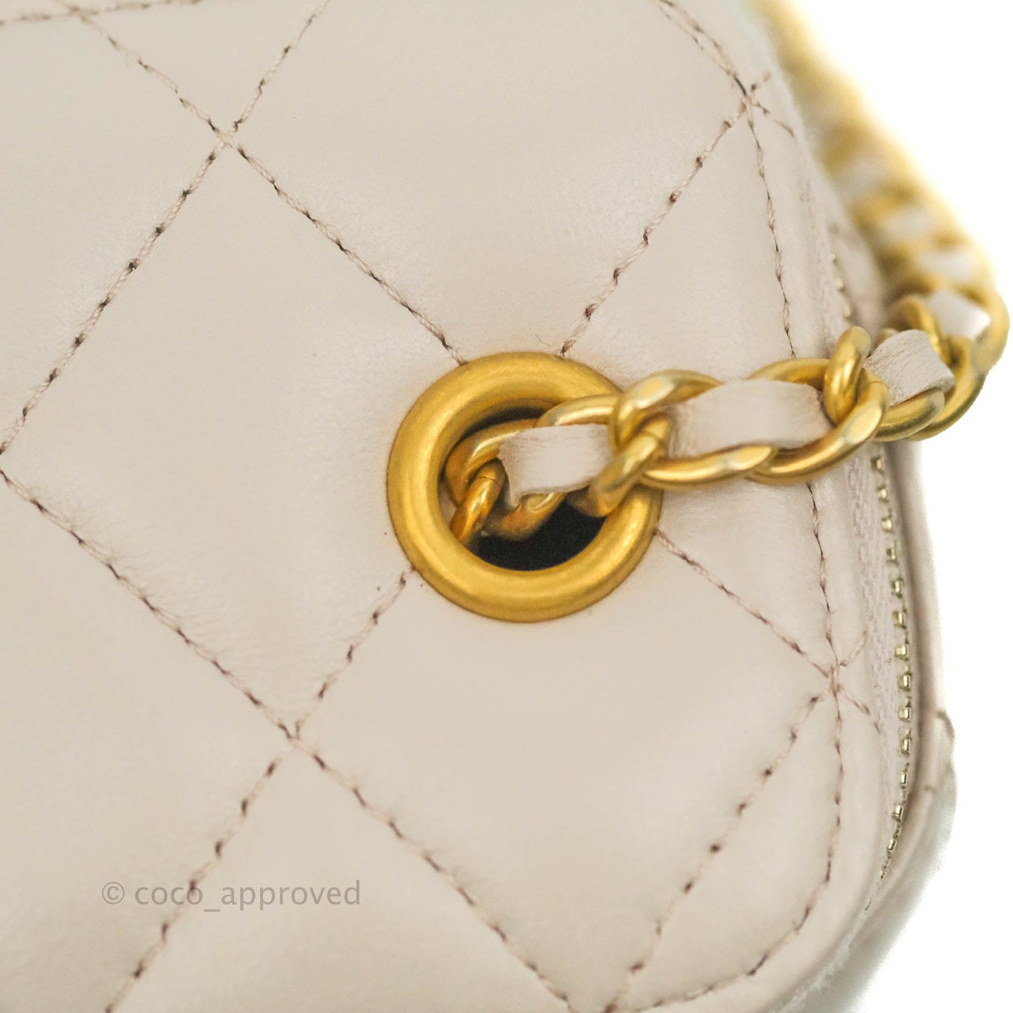 Chanel Classic Mini Pearl Crush Vanity With Chain Lilac Pink Lambskin Aged Gold Hardware