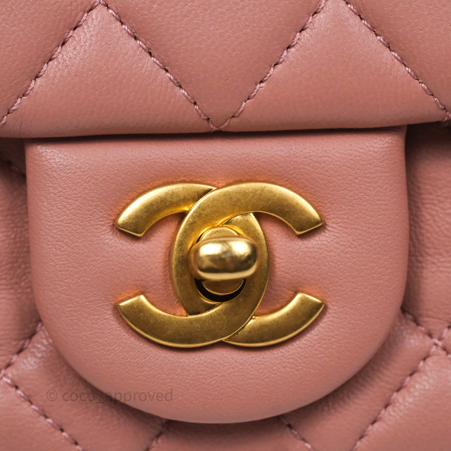 Chanel Mini Rectangular Pearl Crush Dusty Pink Lambskin Aged Gold Hardware