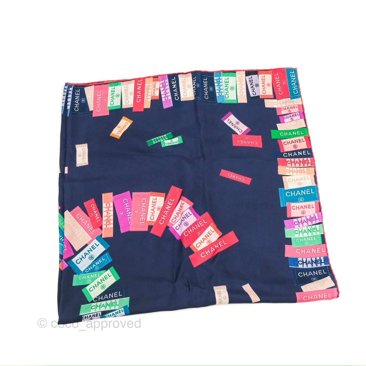 Chanel Square Silk Scarf 90 Navy
