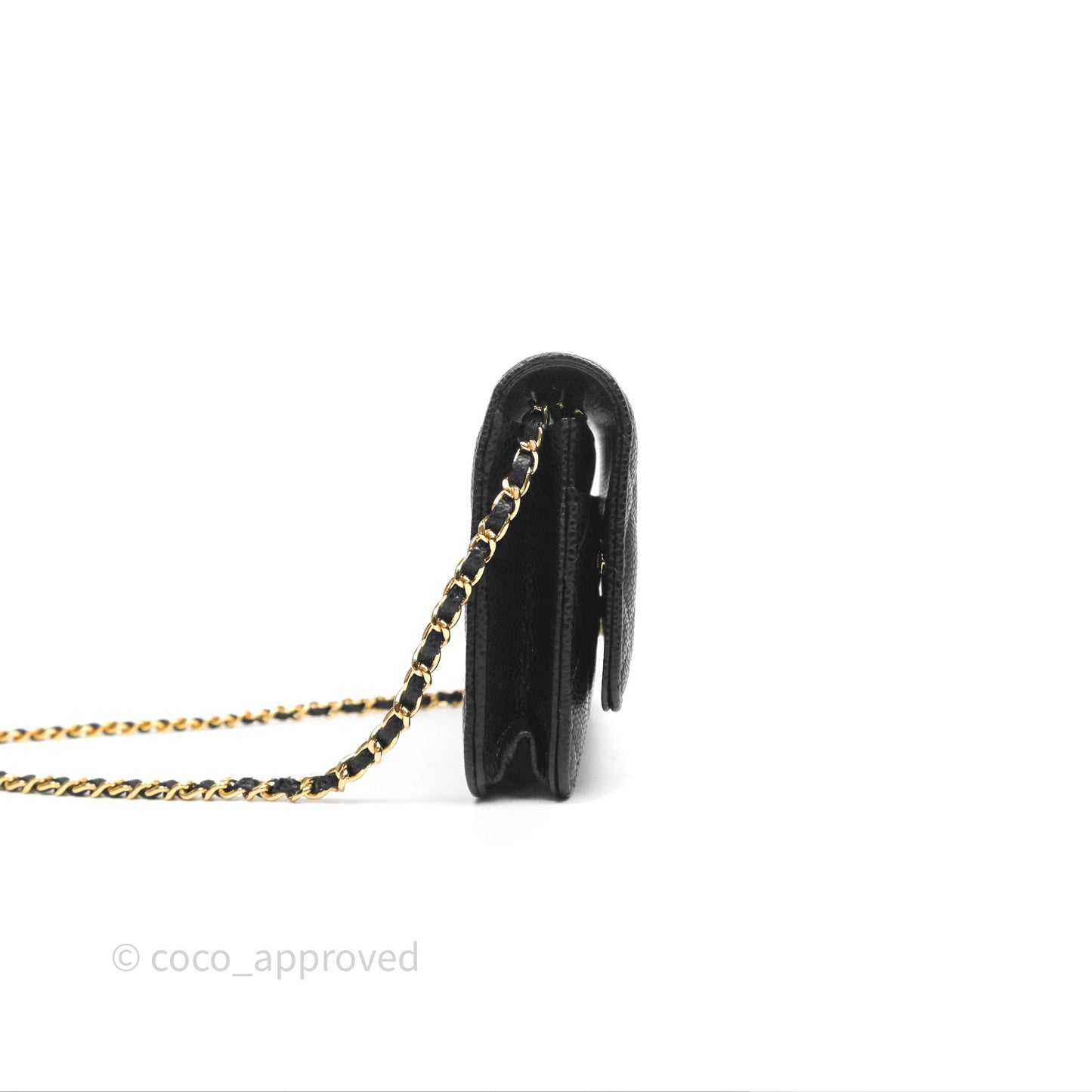 Chanel Classic Quilted Wallet On Chain WOC Black Caviar Gold Hardware