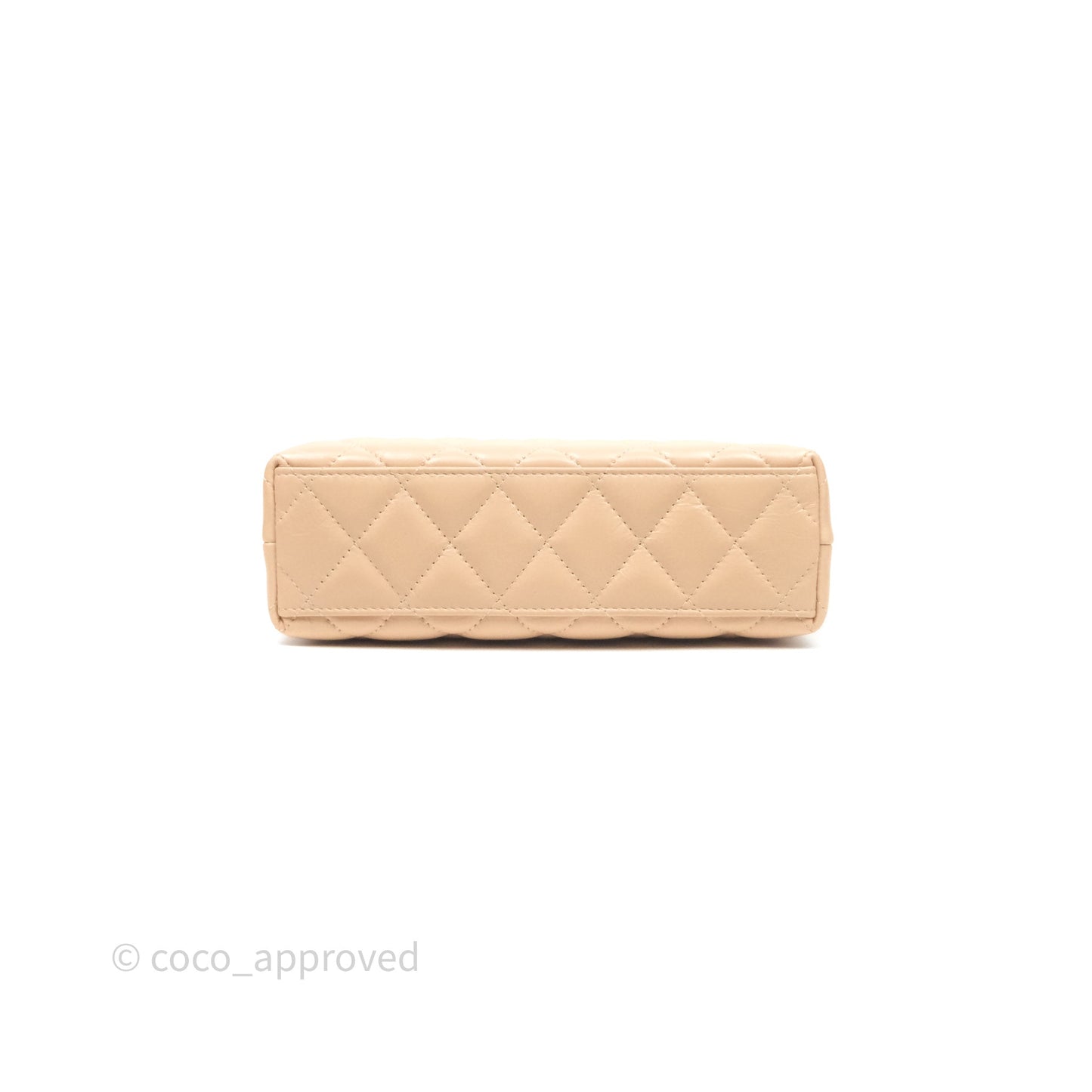 Chanel Kelly Bag Quilted Light Beige Shiny Crumpled Calfskin Aged Gold Hardware