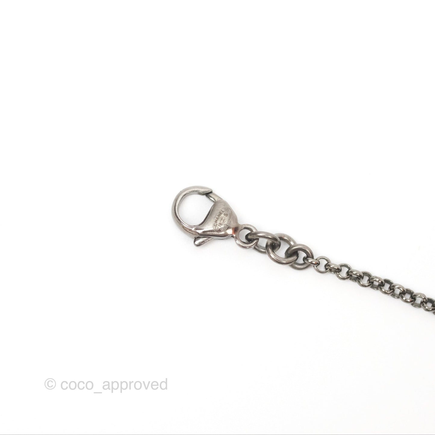 Chanel Black Resin CC Necklace Ruthenium Tone 18S